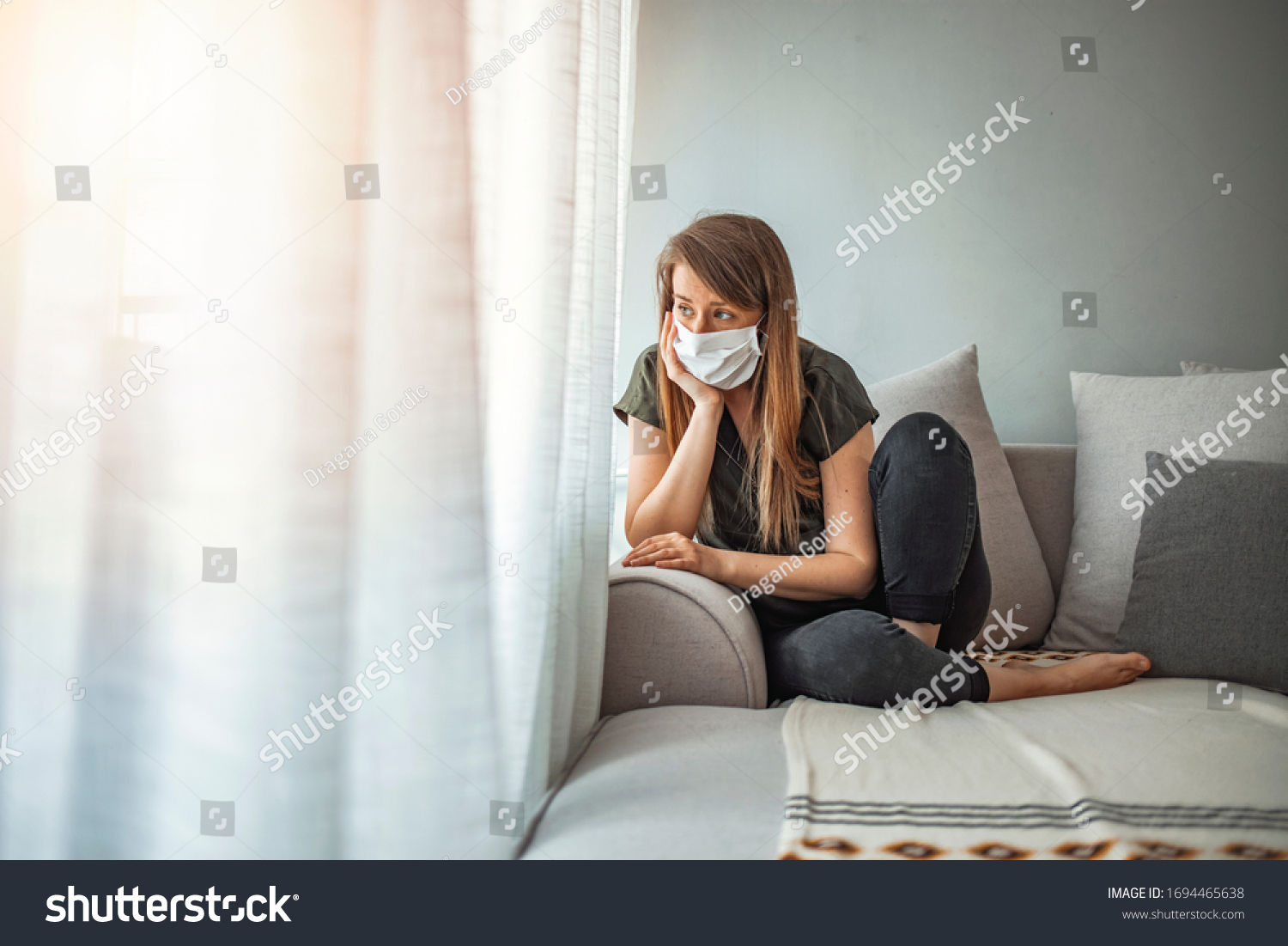 Woman Isolation Home Virus Outbreak Young Stock Photo Edit Now