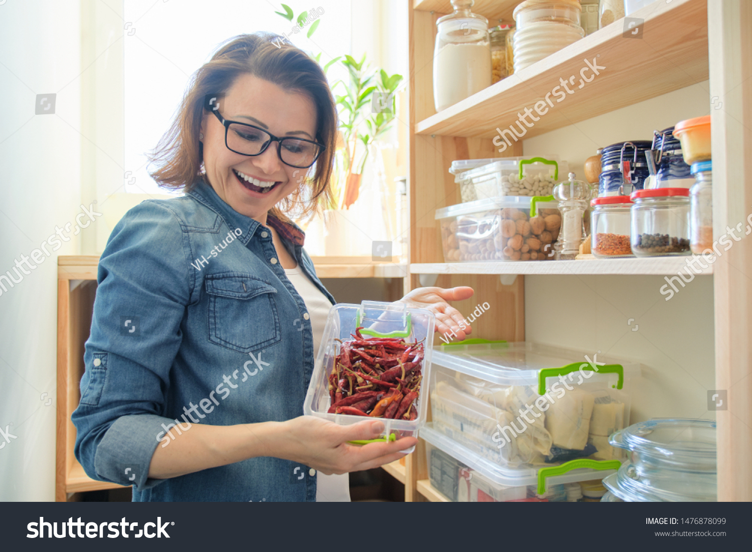 Woman Pantry Holding Container Red Bitter Stock Photo Edit Now