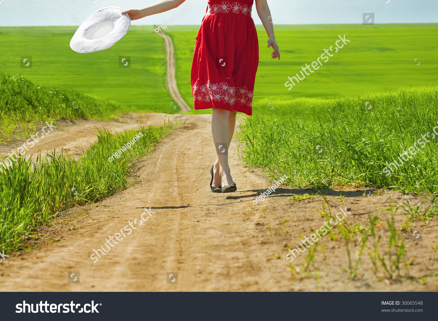 country road red dress