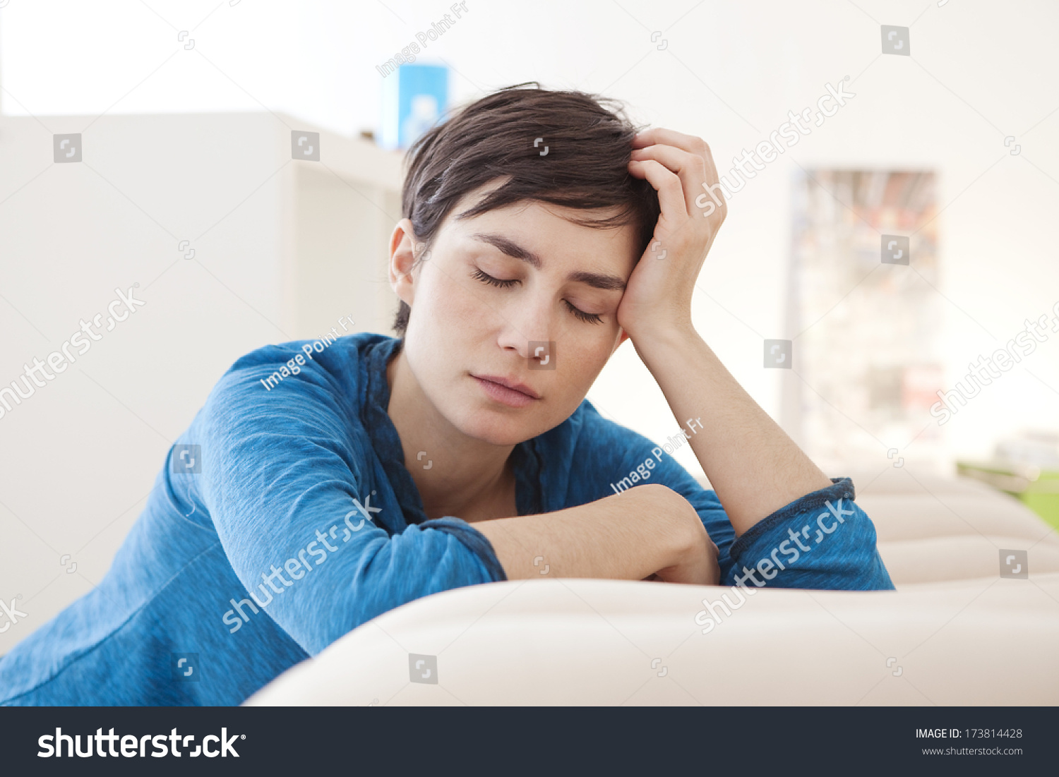 115 177 Woman Fatigue Images Stock Photos Vectors Shutterstock   Stock Photo Woman Interior 173814428 