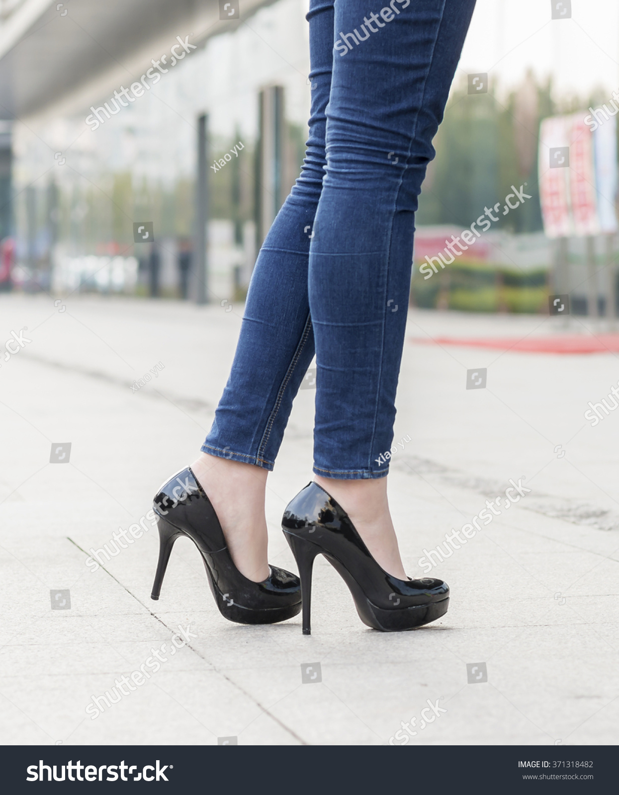 Woman Legs In High Heel Shoes Outdoor Shot Stock Photo 371318482 ...