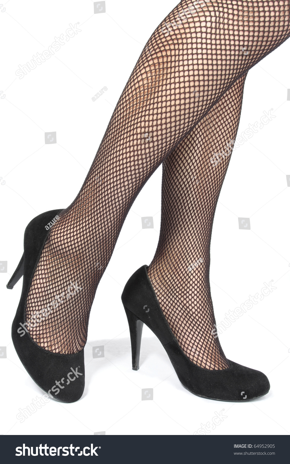 Woman Legs Fishnet Stockings Heels Over Stock Photo 64952905 - Shutterstock