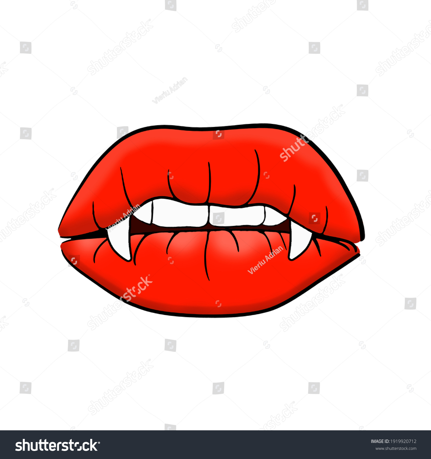 Woman Lips Vampire Teeth Horror Mouth Stock Illustration 1919920712