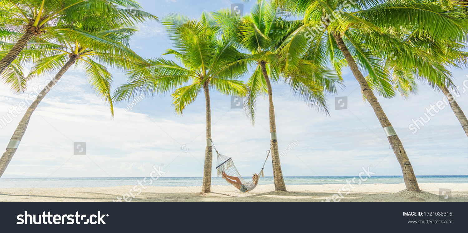 Woman Lying On Hammock Between Palms库存照片1721088316 Shutterstock