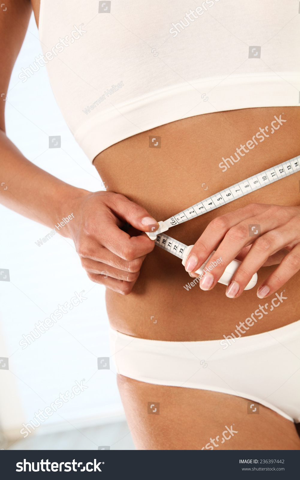 Woman Measuring Her Waist Stock Photo 236397442 Shutterstock