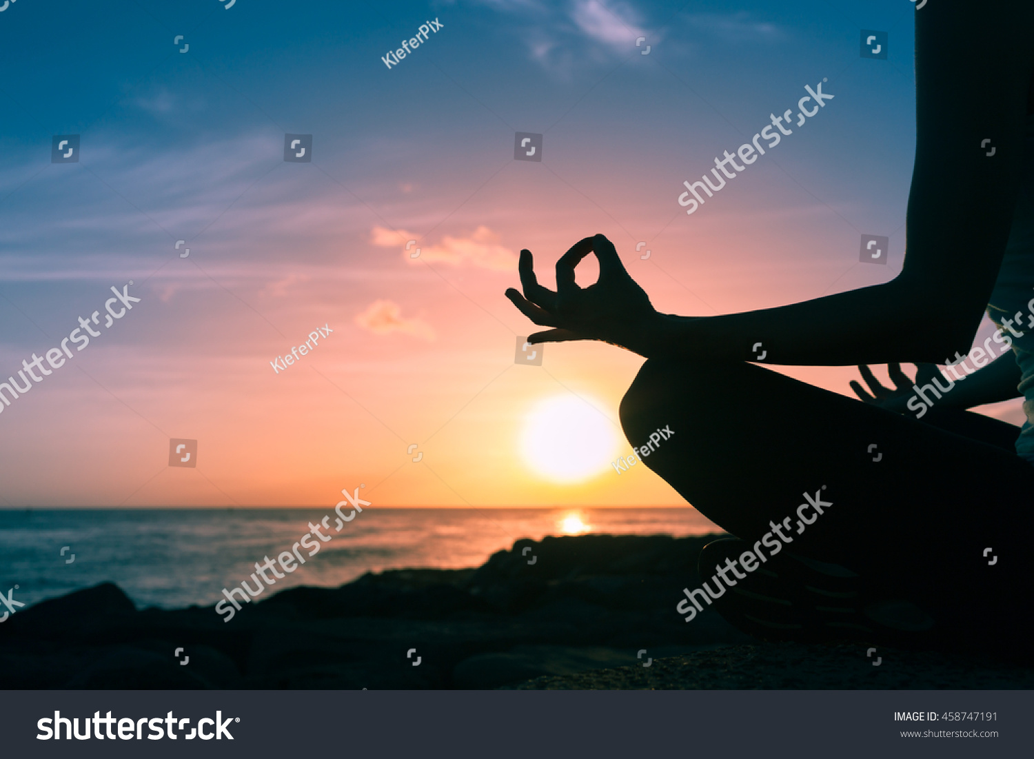 Woman Meditating Beautiful Nature Setting Stock Photo (Edit Now) 458747191