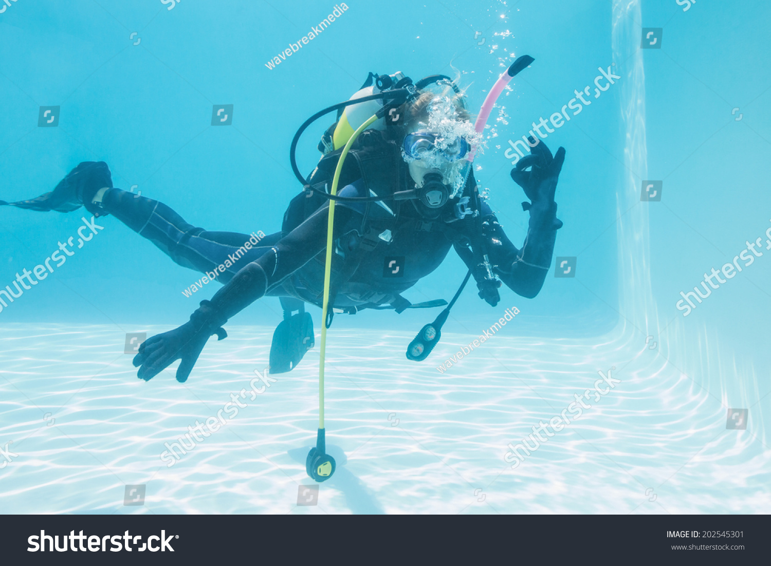  Sky Blue Classic  Template Design Featuring Woman on Scuba Training