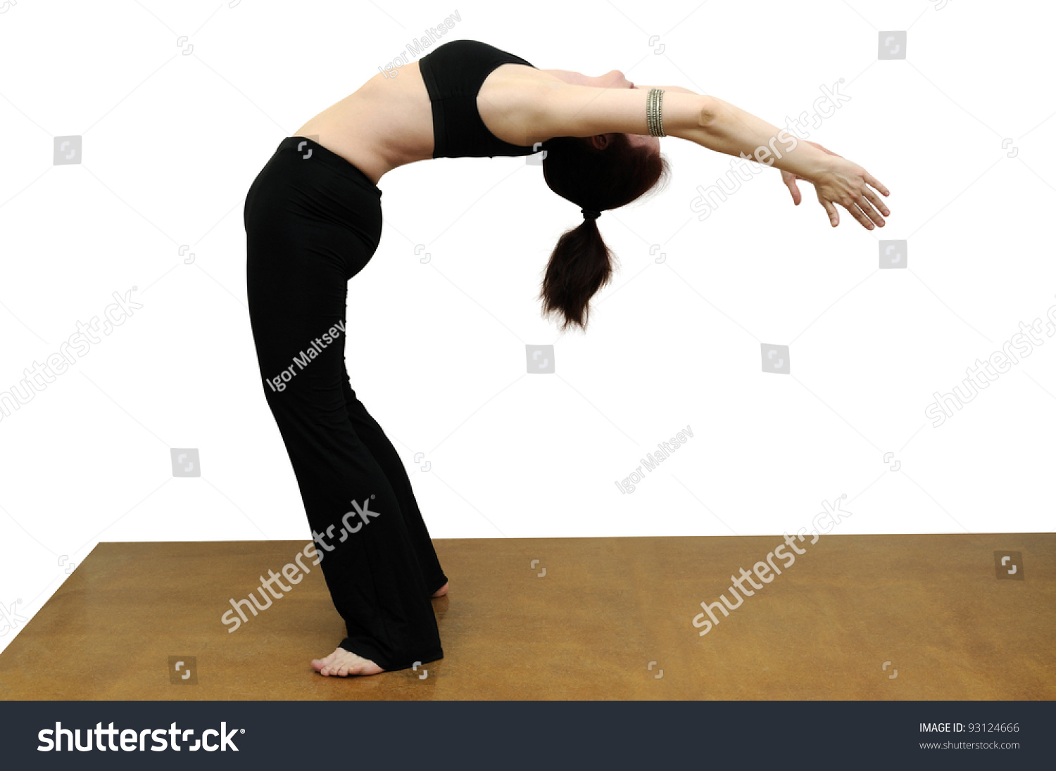 Woman Practicing Yoga Making Backbend On Stock Photo 93124666 ...