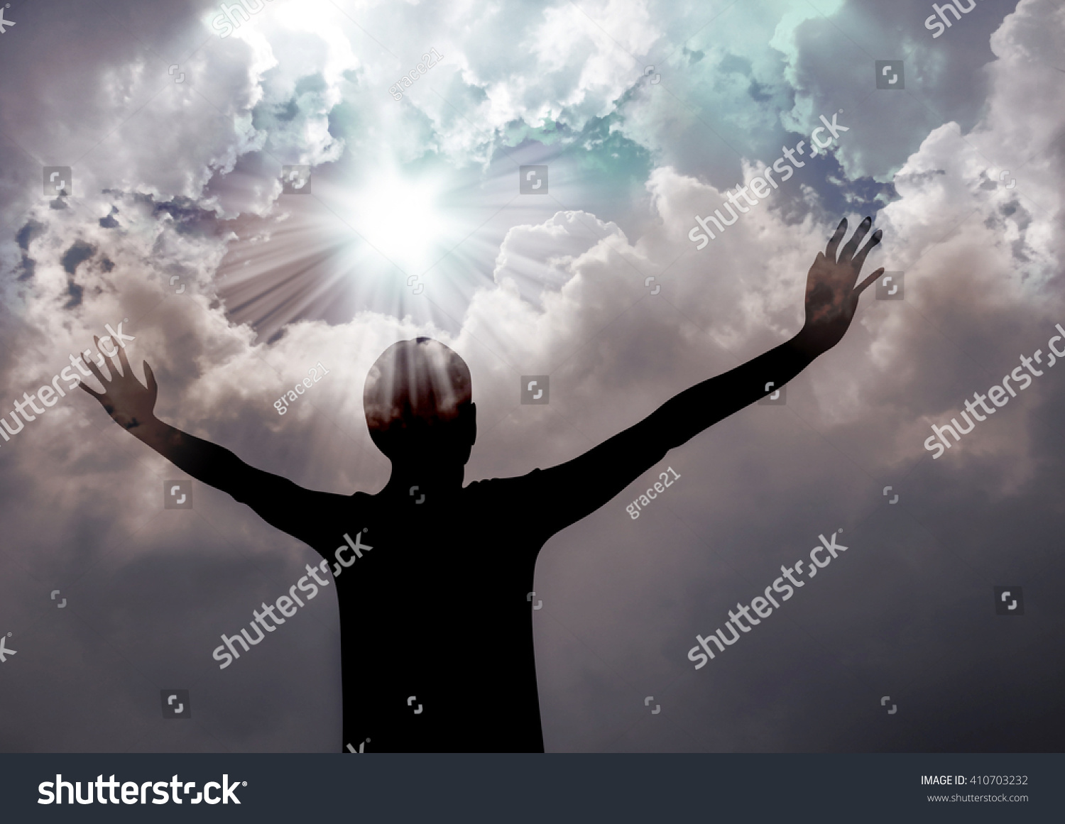 Woman Praise Lord Silhouette Woman Praising Stock Photo 410703232 ...