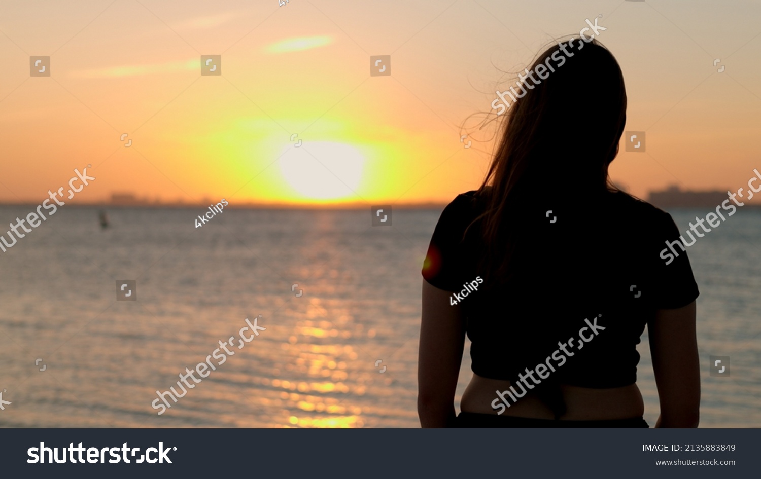 Woman Relaxes Beach Miami Sunset Beautiful Stock Photo Shutterstock