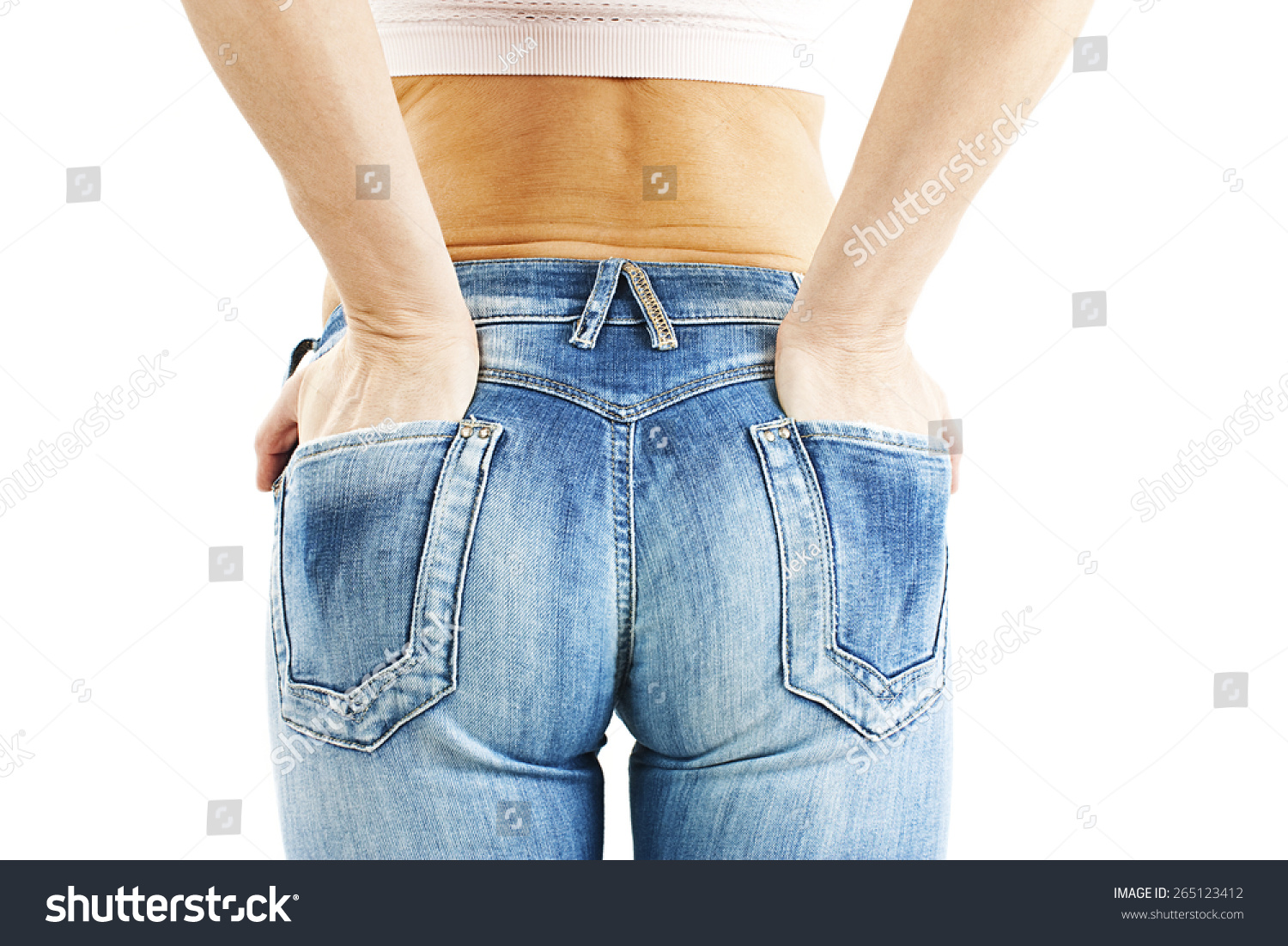 Womans Butt Slim Fit Jeans Isolated Stock Photo (Edit Now) 265123412