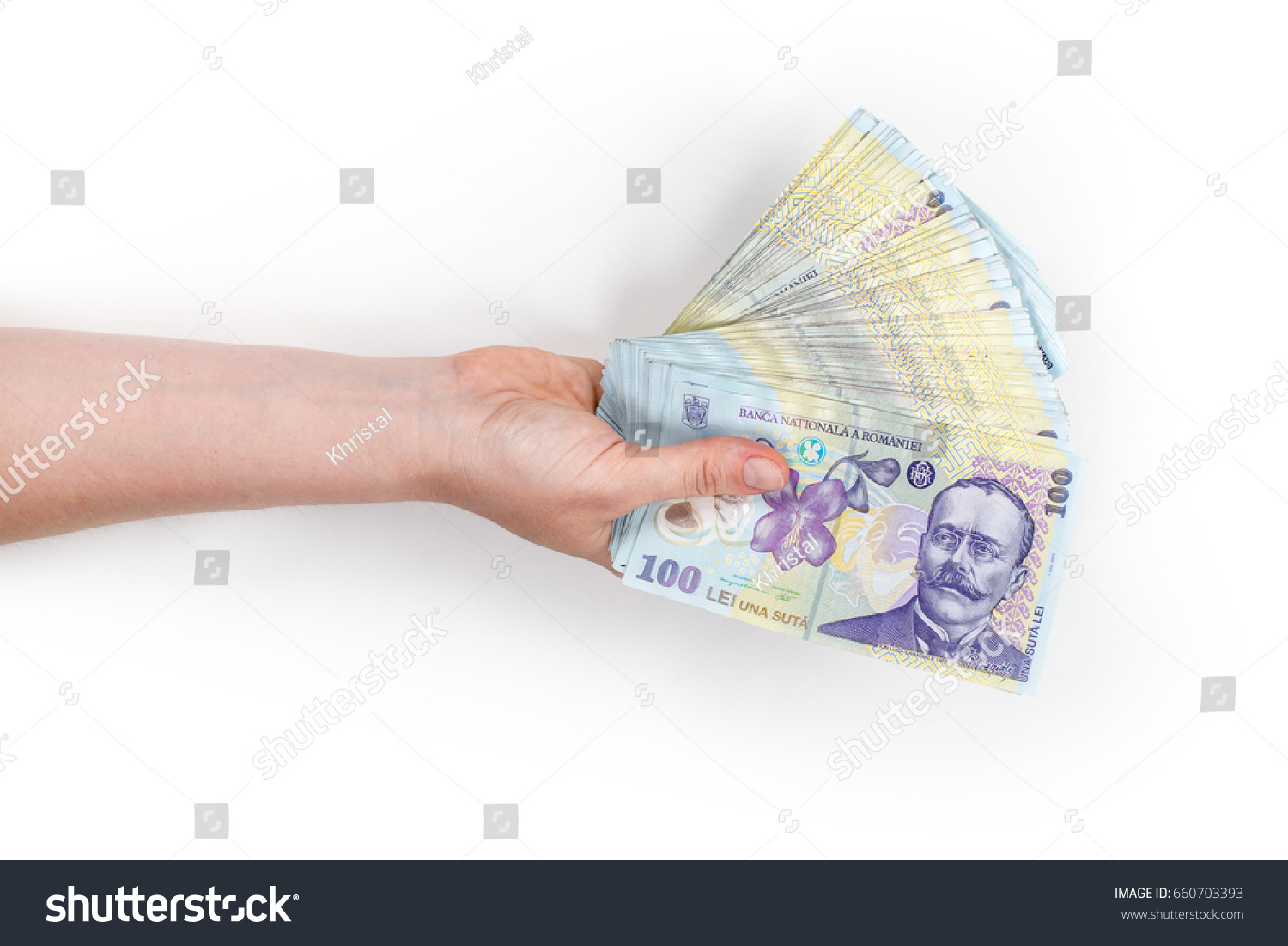 Womans Hand Holding Money Isolated On Stock Photo Edit Now 660703393