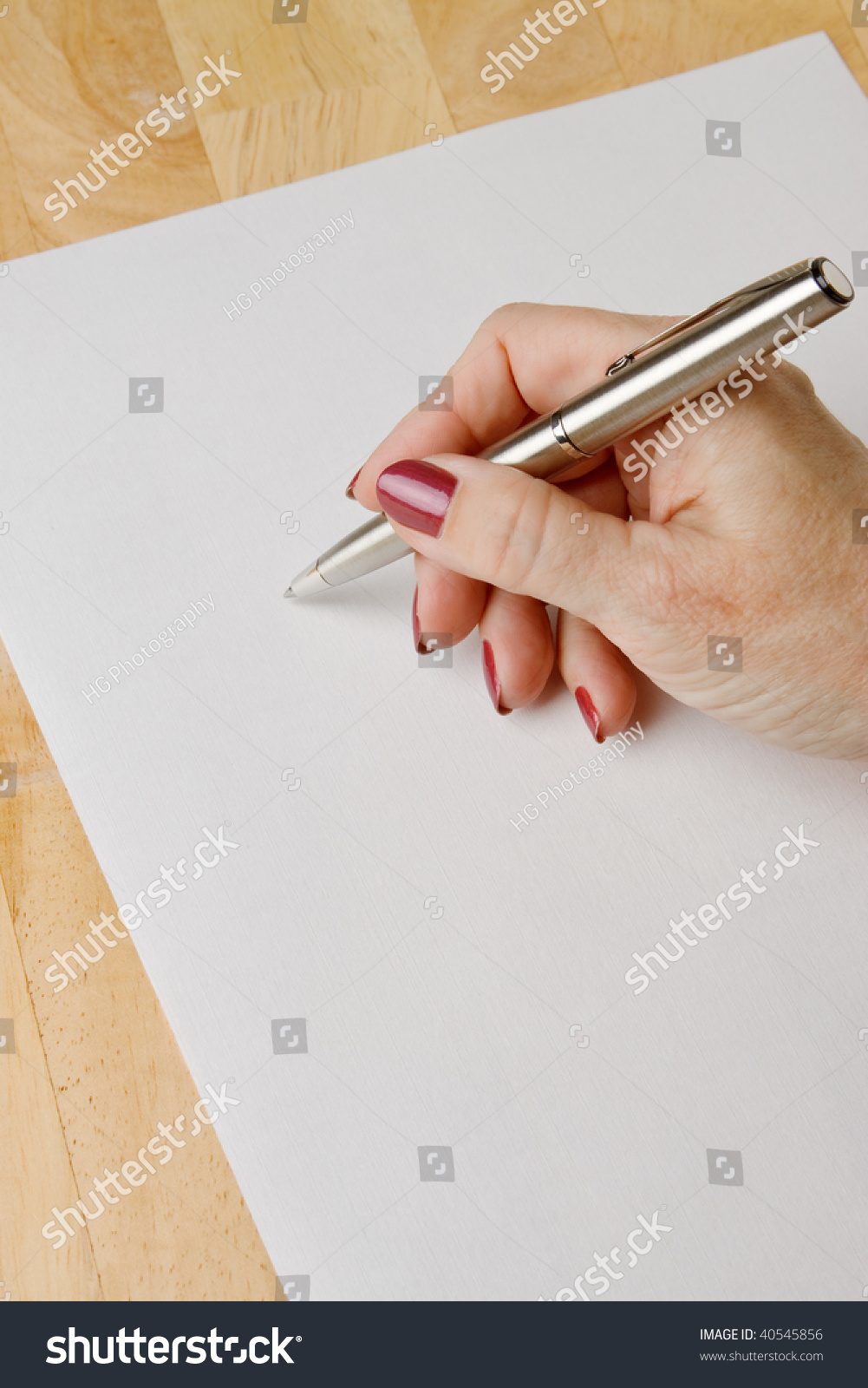 Womans Hand Pen Position Write On Stock Photo 40545856 - Shutterstock