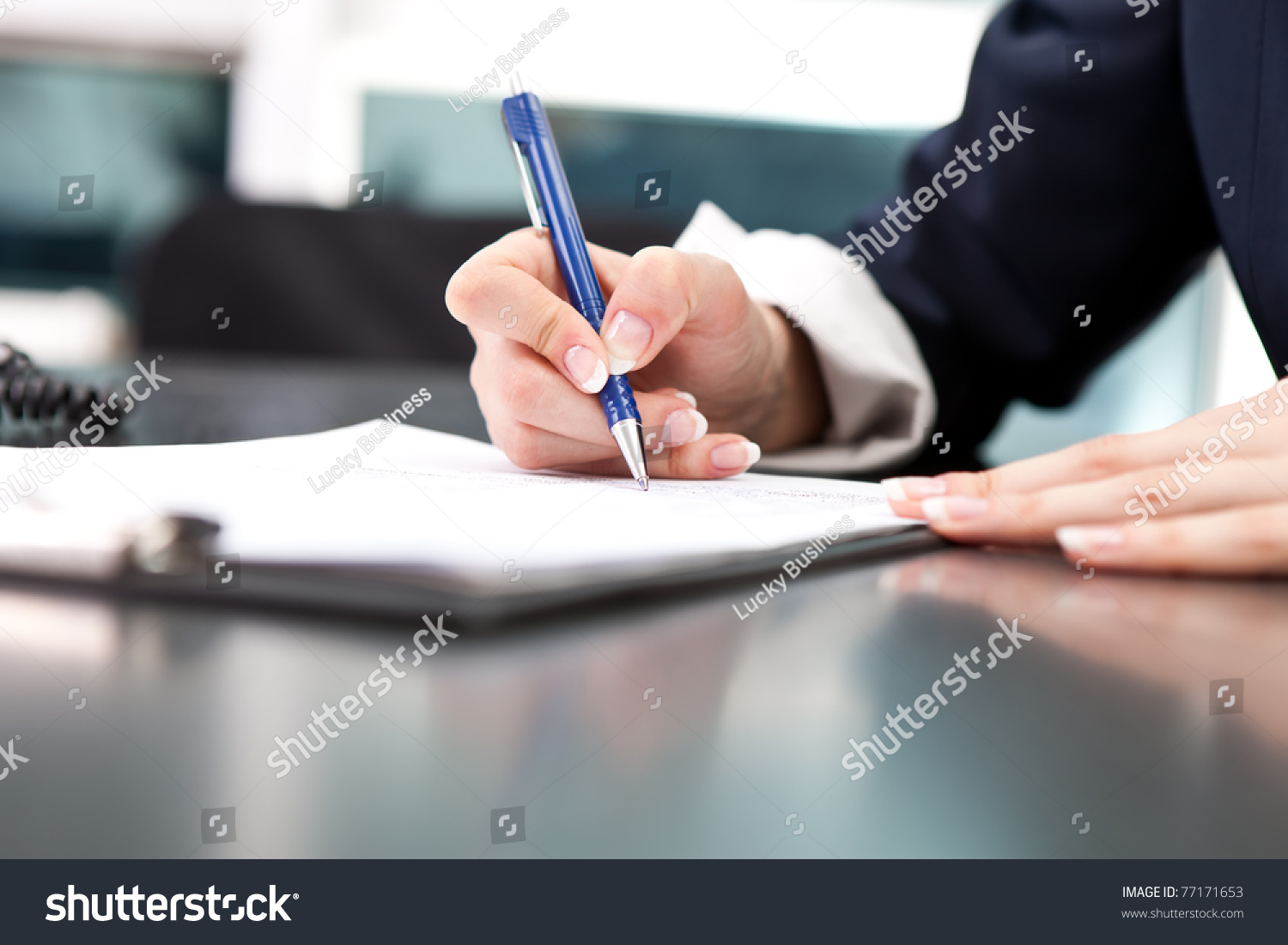 Womans Hand Pen Signing Document Close Stock Photo 77171653 - Shutterstock