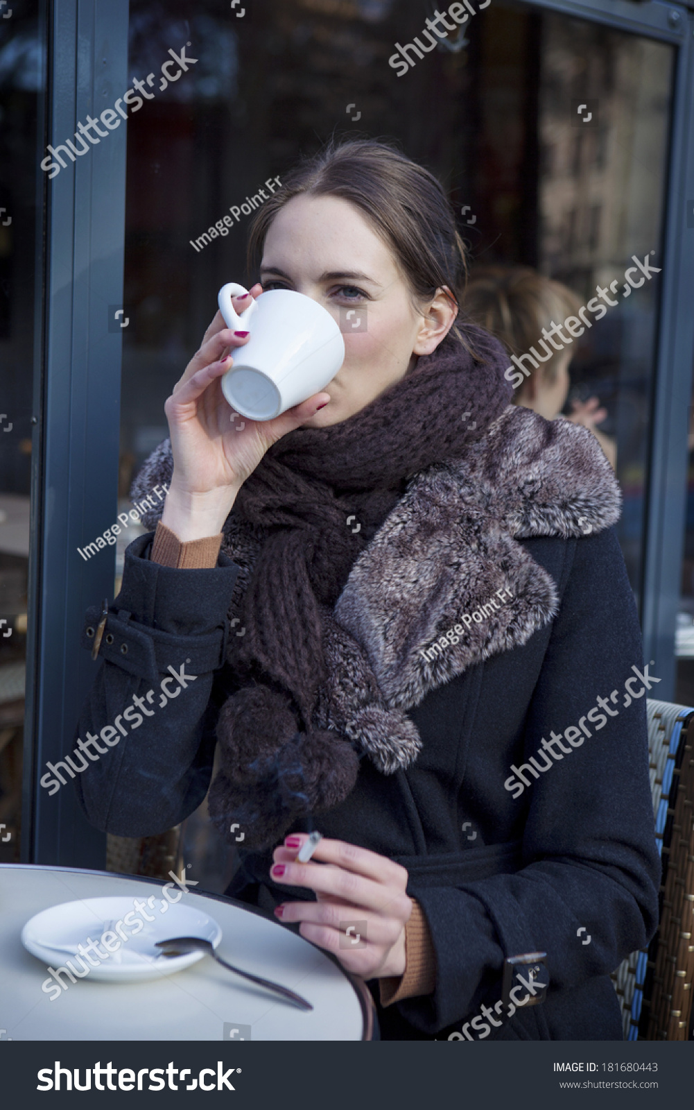 Woman Smoking Outside Cafe Stock Photo 181680443 | Shutterstock