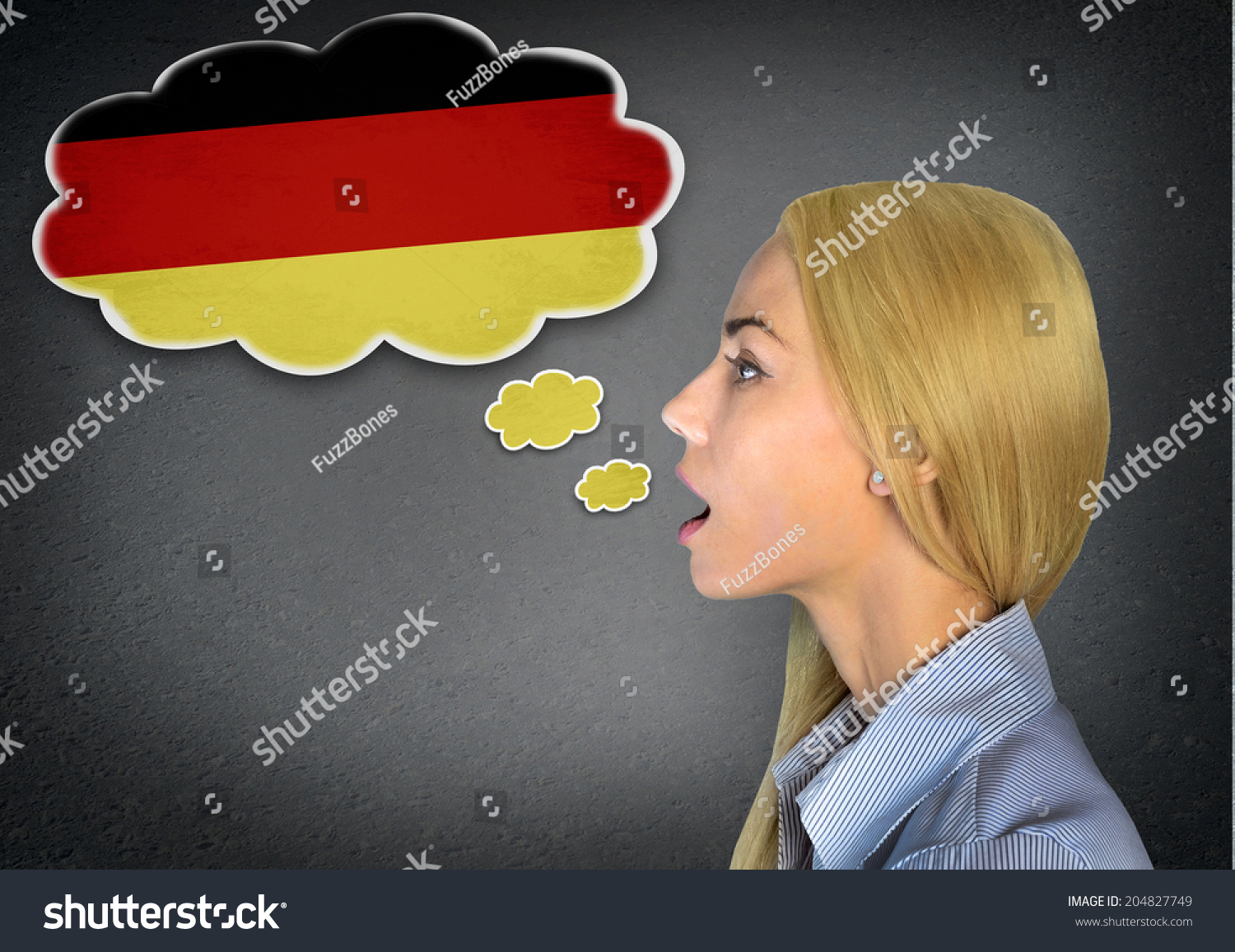 Woman Speaking German In Bubble Stock Photo 204827749 : Shutterstock