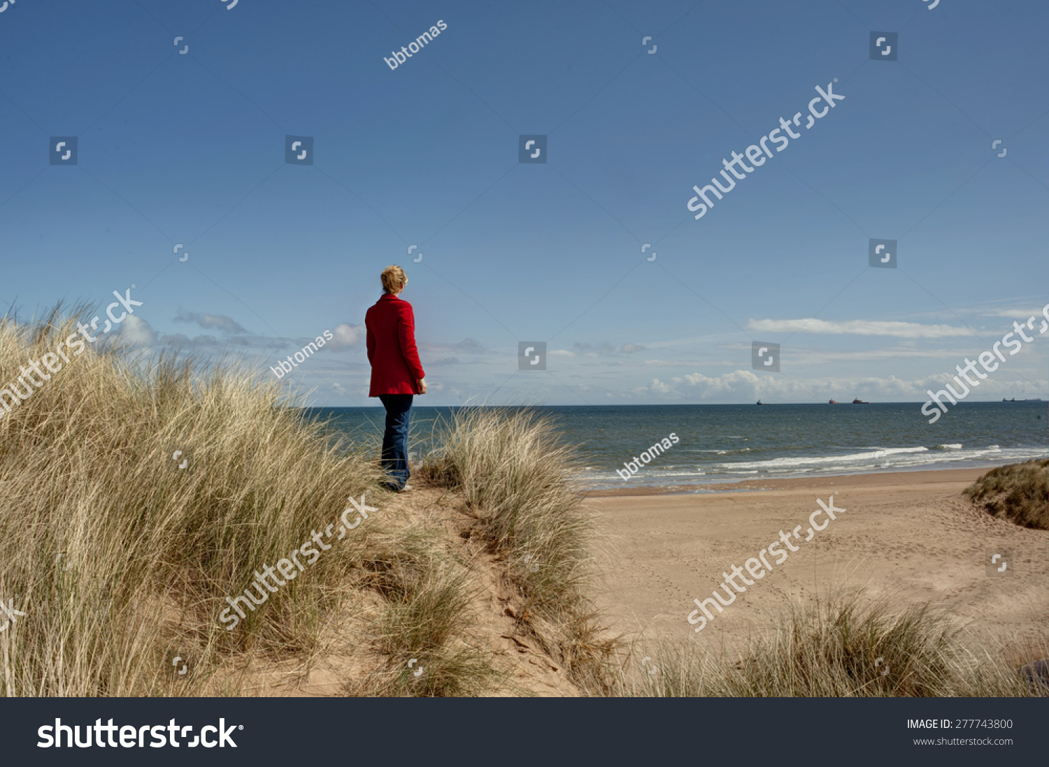 Woman Standing Viewpoint Overlooking Beach Stock Photo 277743800 ...