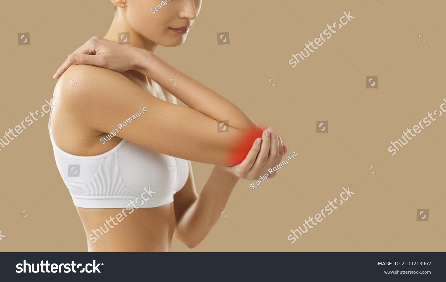 Woman Suffering Arthritis Stiff Elbow Bruise Stock Photo 2109213962 ...