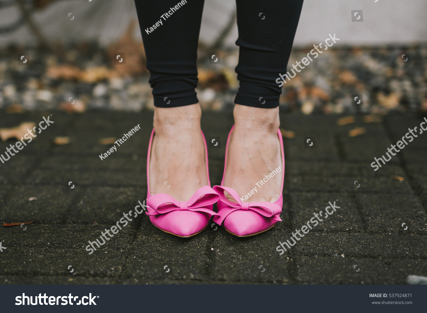 Woman Wearing Black Leggings Bright 