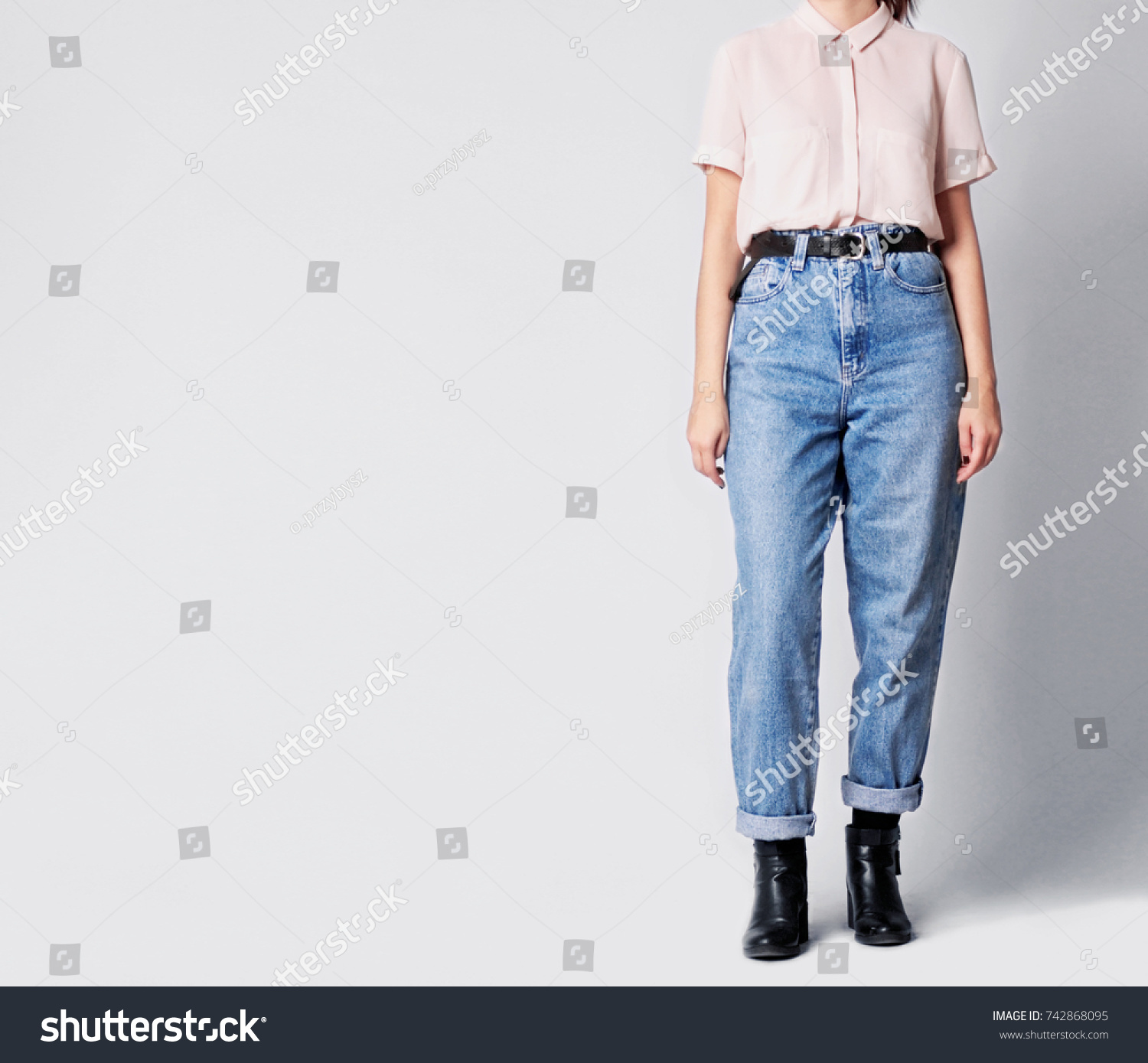 Woman Wearing Casual Outfit White Shirt Stock Photo Edit Now