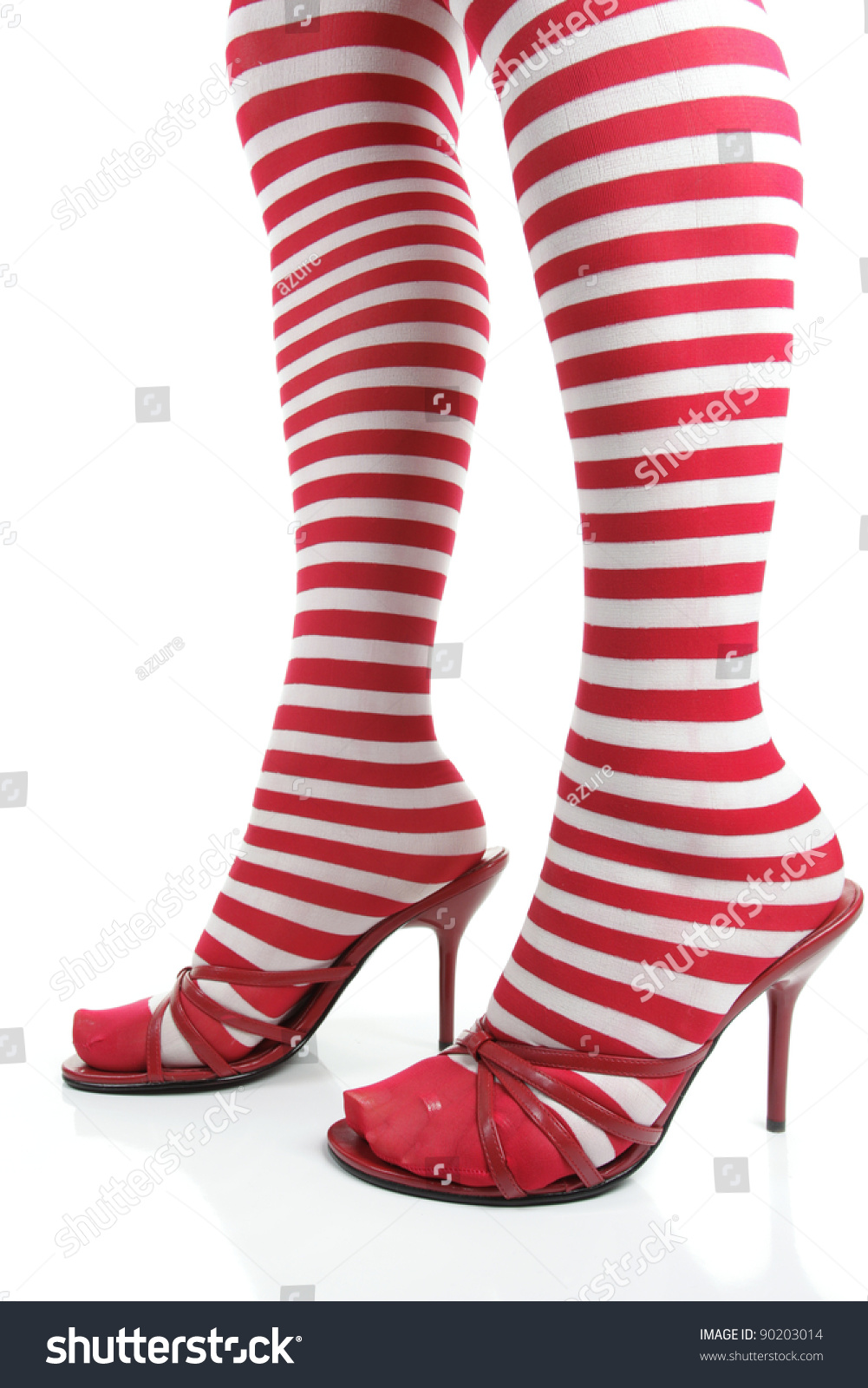 Woman Wearing Santa Little Helper Tights Stock Photo (Edit Now) 90203014