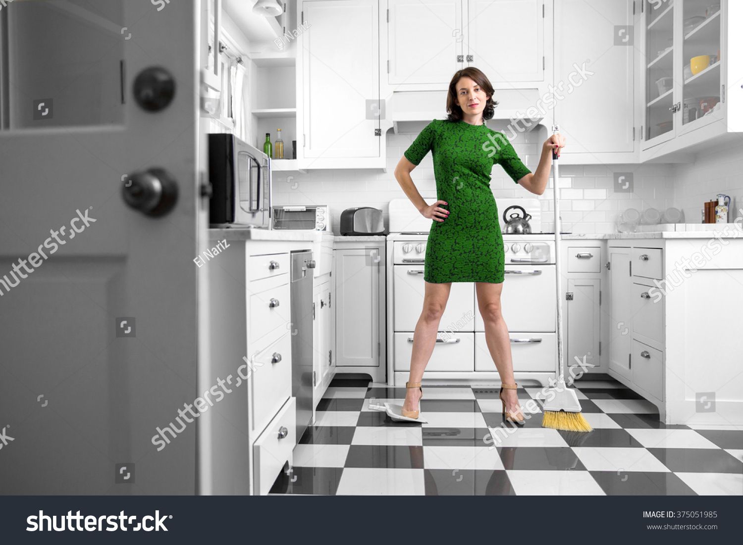 Woman Wife Finishes Cleaning Entire Kitchen Stock Photo (Edit 