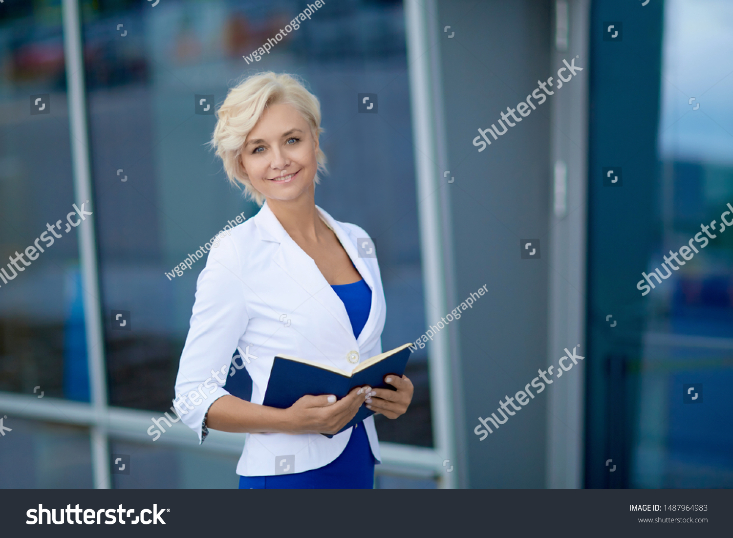 Woman Blond Hair Short Haircut White Stock Photo Edit Now 1487964983