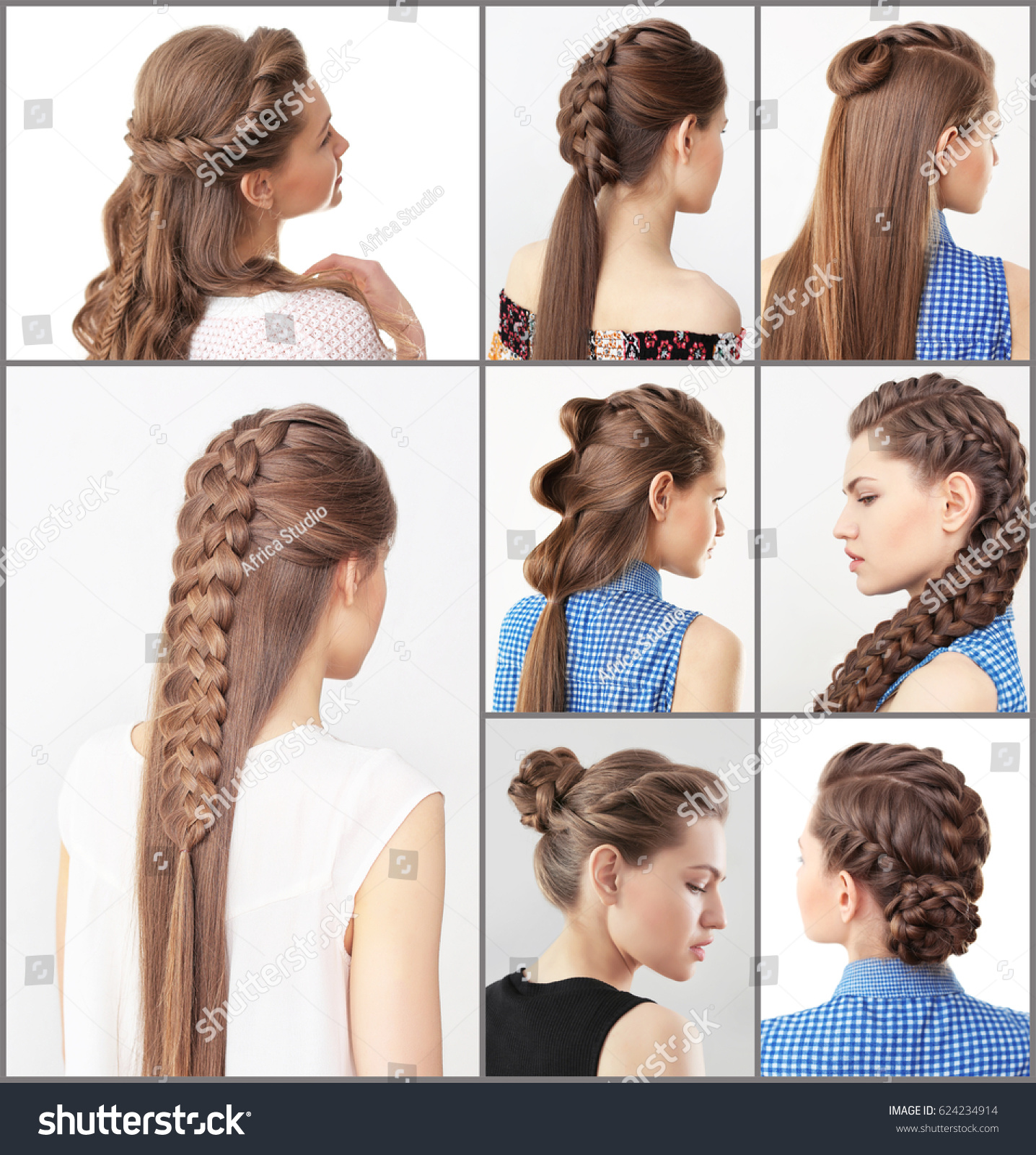 Woman Different Hairstyles Stock Photo Edit Now 624234914