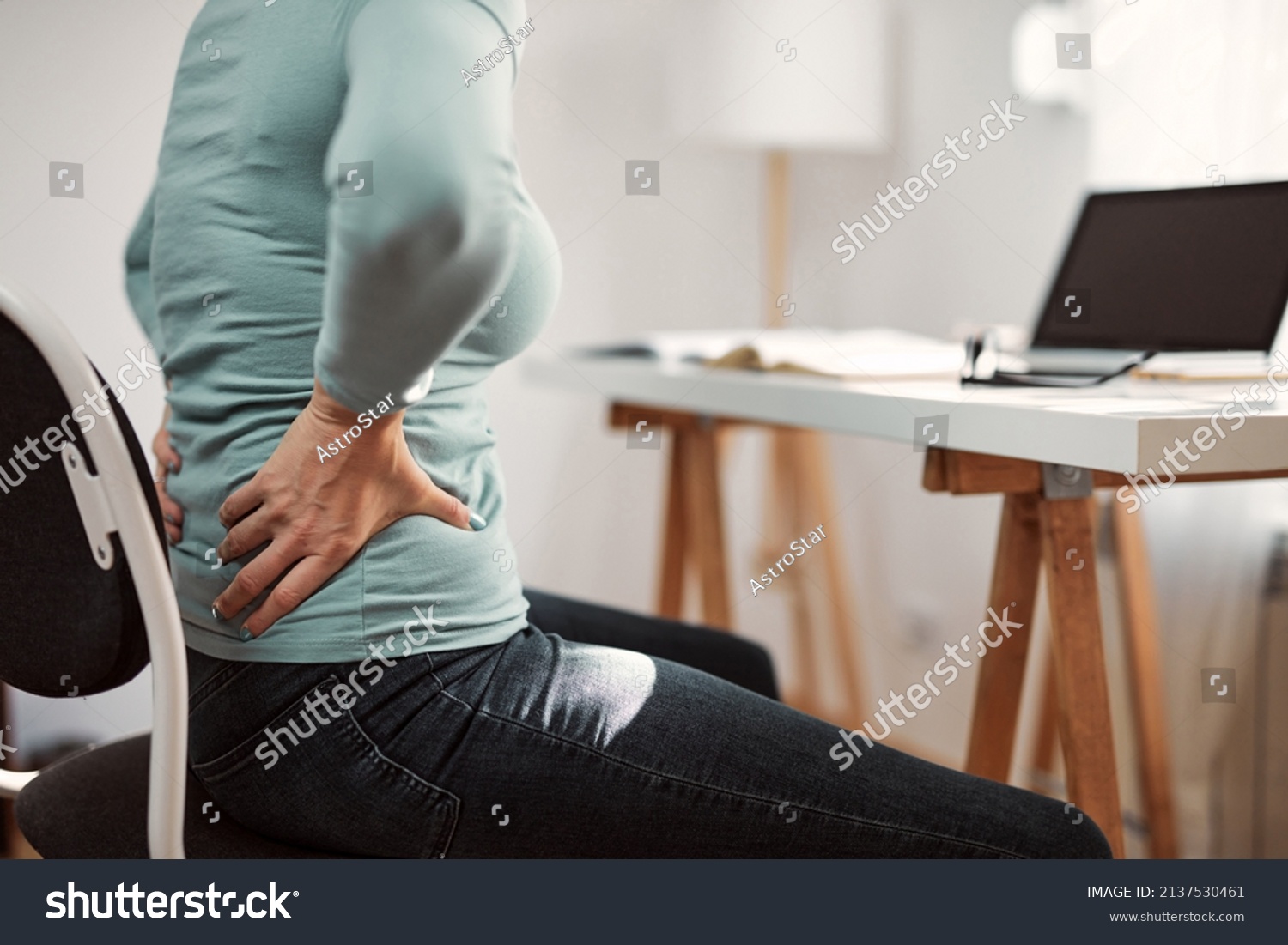 Woman Hip Back Spine Spasm Cramp Stock Photo 2137530461 Shutterstock