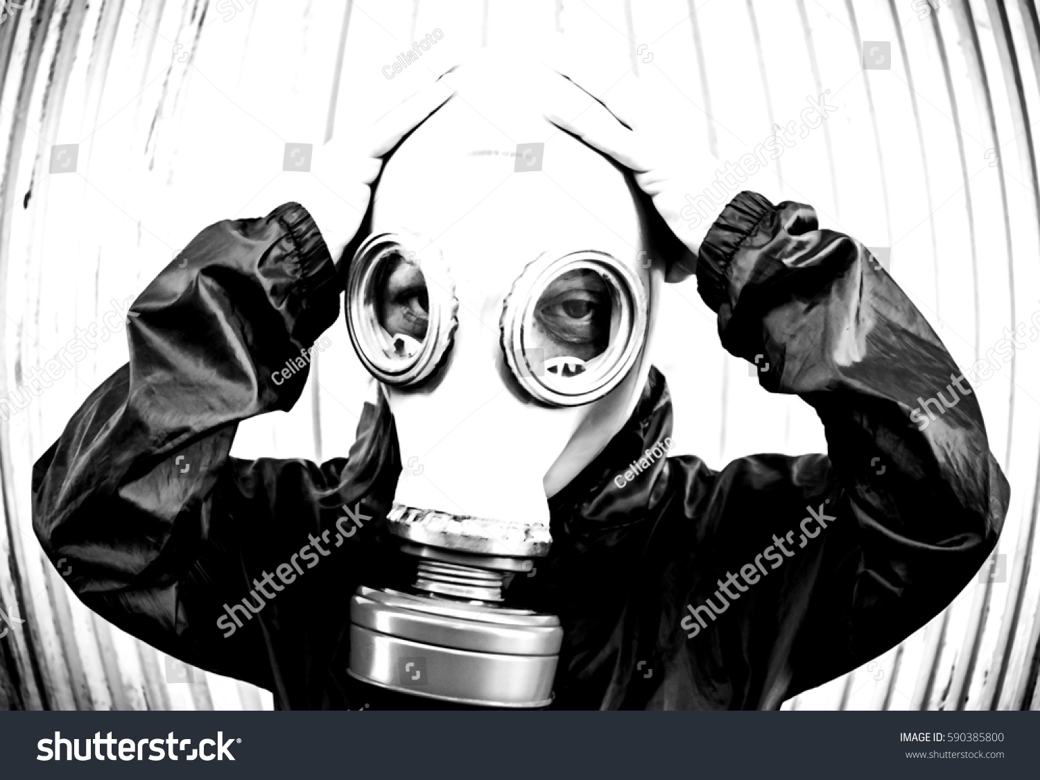 Woman Hooded Gas Mask Fear Halloween Stock Photo 590385800 | Shutterstock