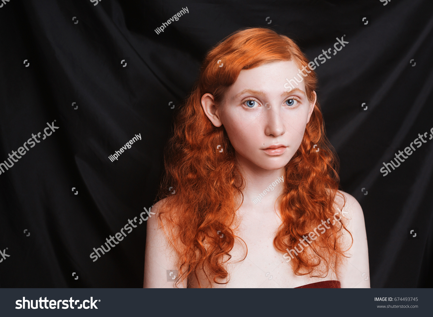 Woman Long Curly Red Flowing Hair Stock Photo 674493745 Shutterstock