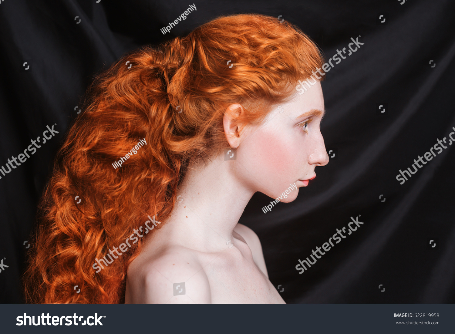 Woman Long Curly Red Hair Gathered Stock Photo Edit Now 622819958