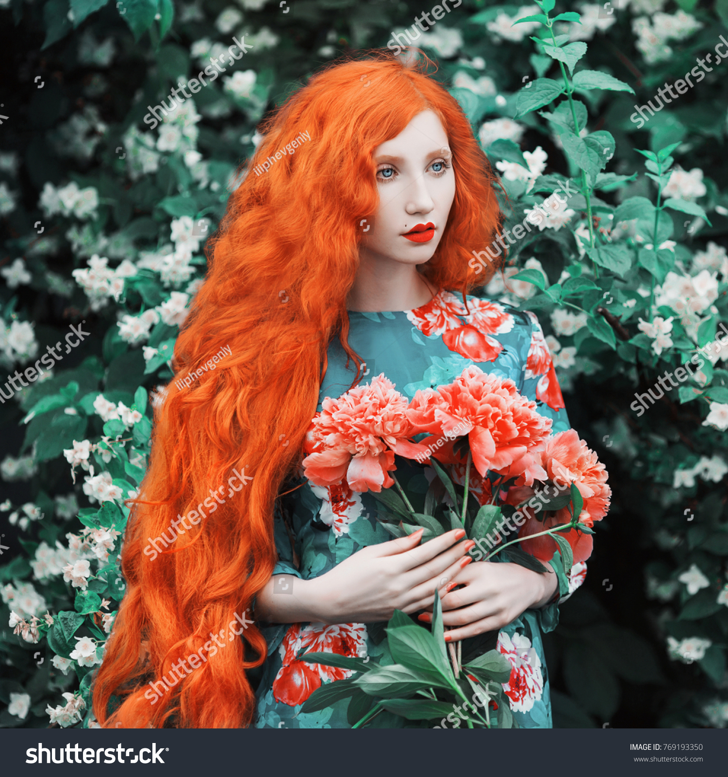 Woman Pale Skin Long Red Hair Stock Photo Edit Now