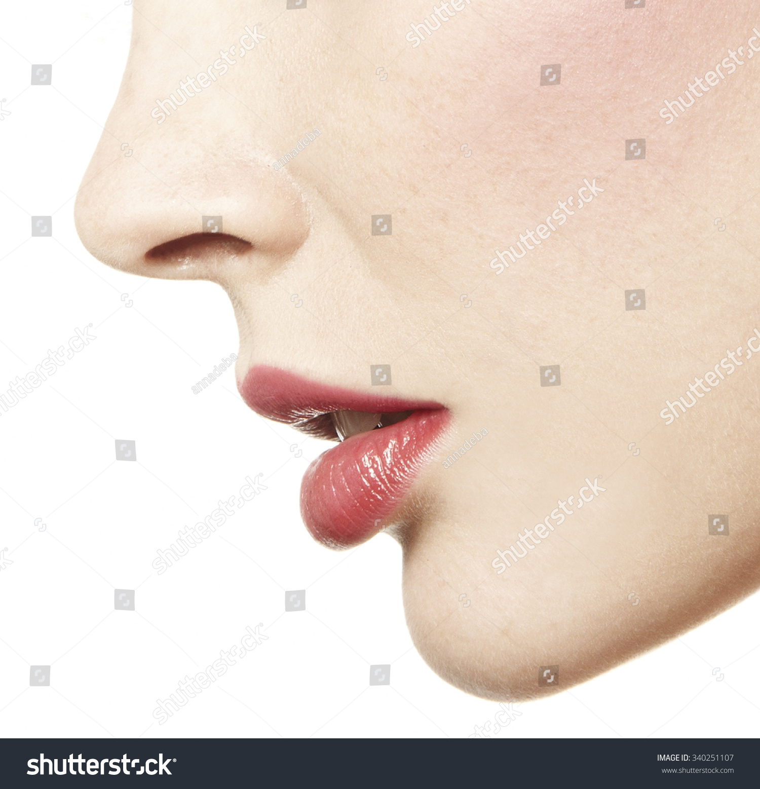 Download Women Close Profile Nose Mouth Red Beauty Fashion Stock Image 340251107 PSD Mockup Templates