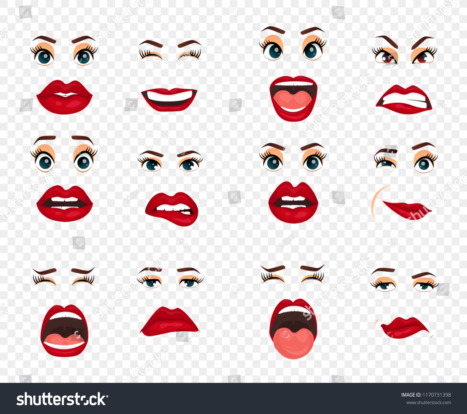Women Facial Expressions Gestures Emotions Happiness Stock Illustration  1170731398 | Shutterstock