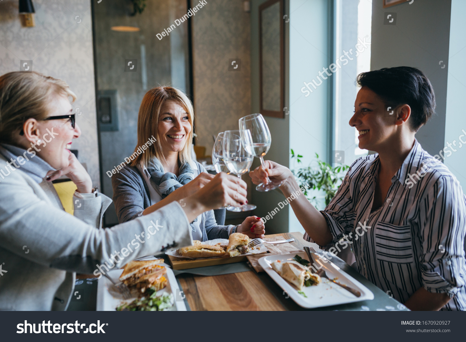 Women Friends Having Lunch Break Restaurant Stock Photo 1670920927 ...