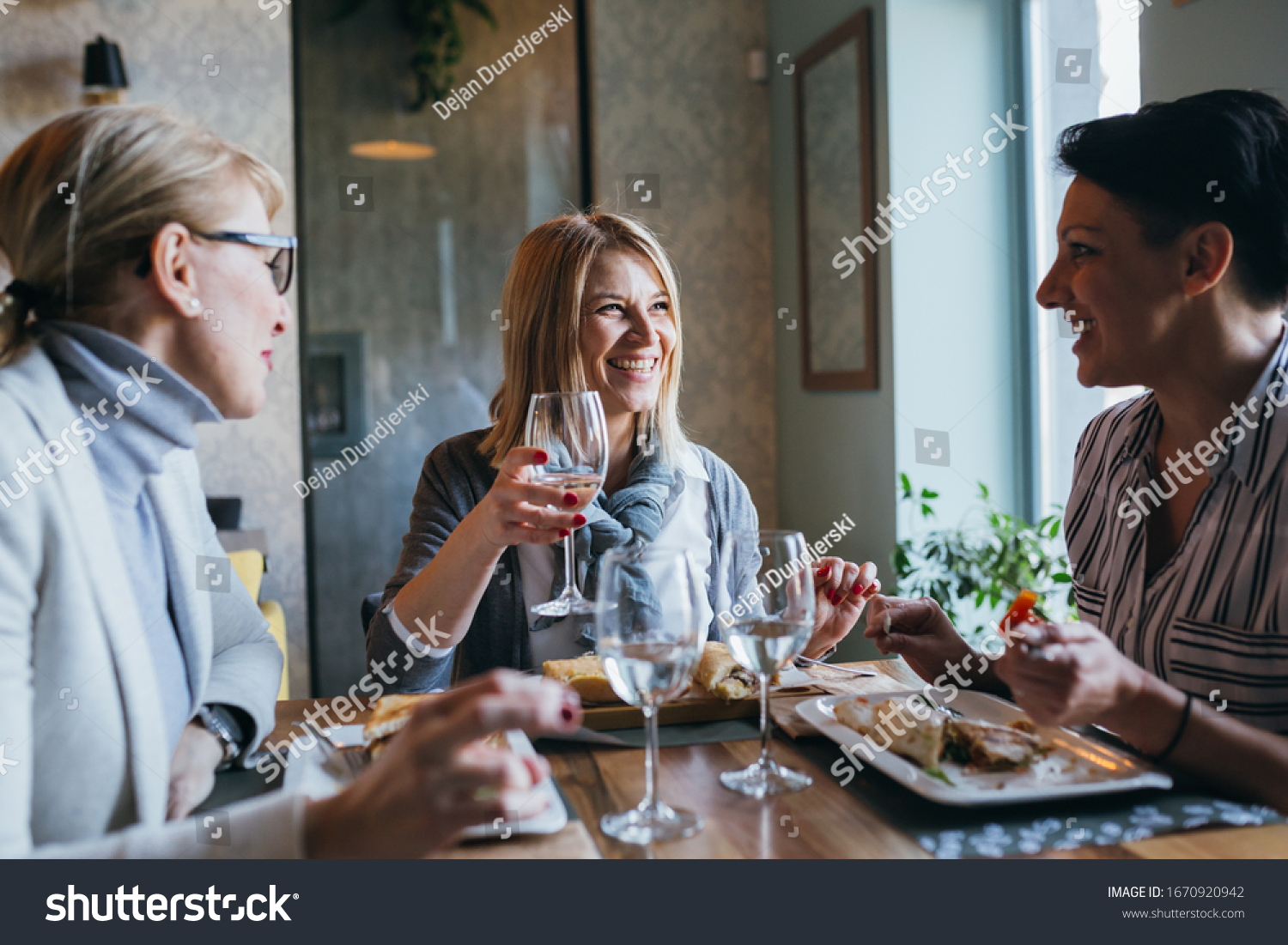 Women Friends Having Lunch Break Restaurant Stock Photo 1670920942 ...