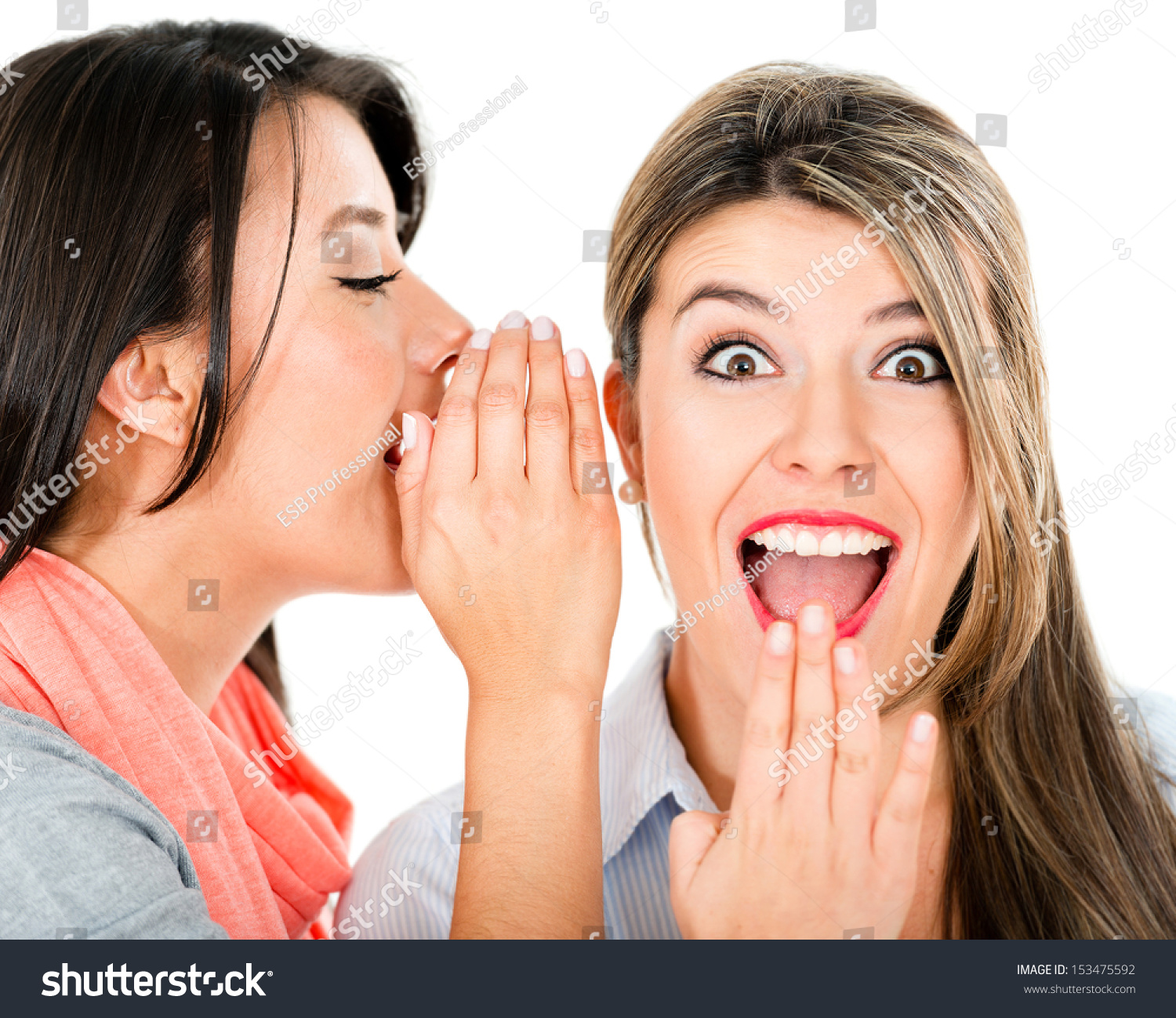 Women Gossiping Telling Secret Isolated Over 스톡 사진 153475592 Shutterstock 