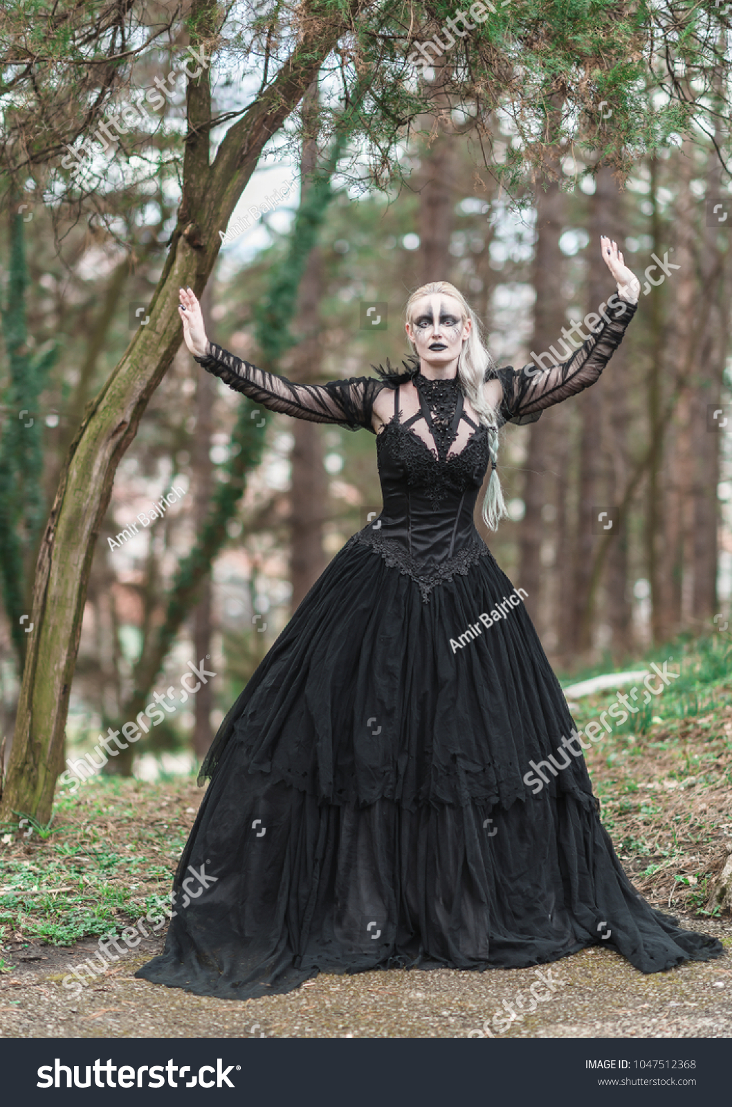 Women Long Black Gothic Dress Stock ...
