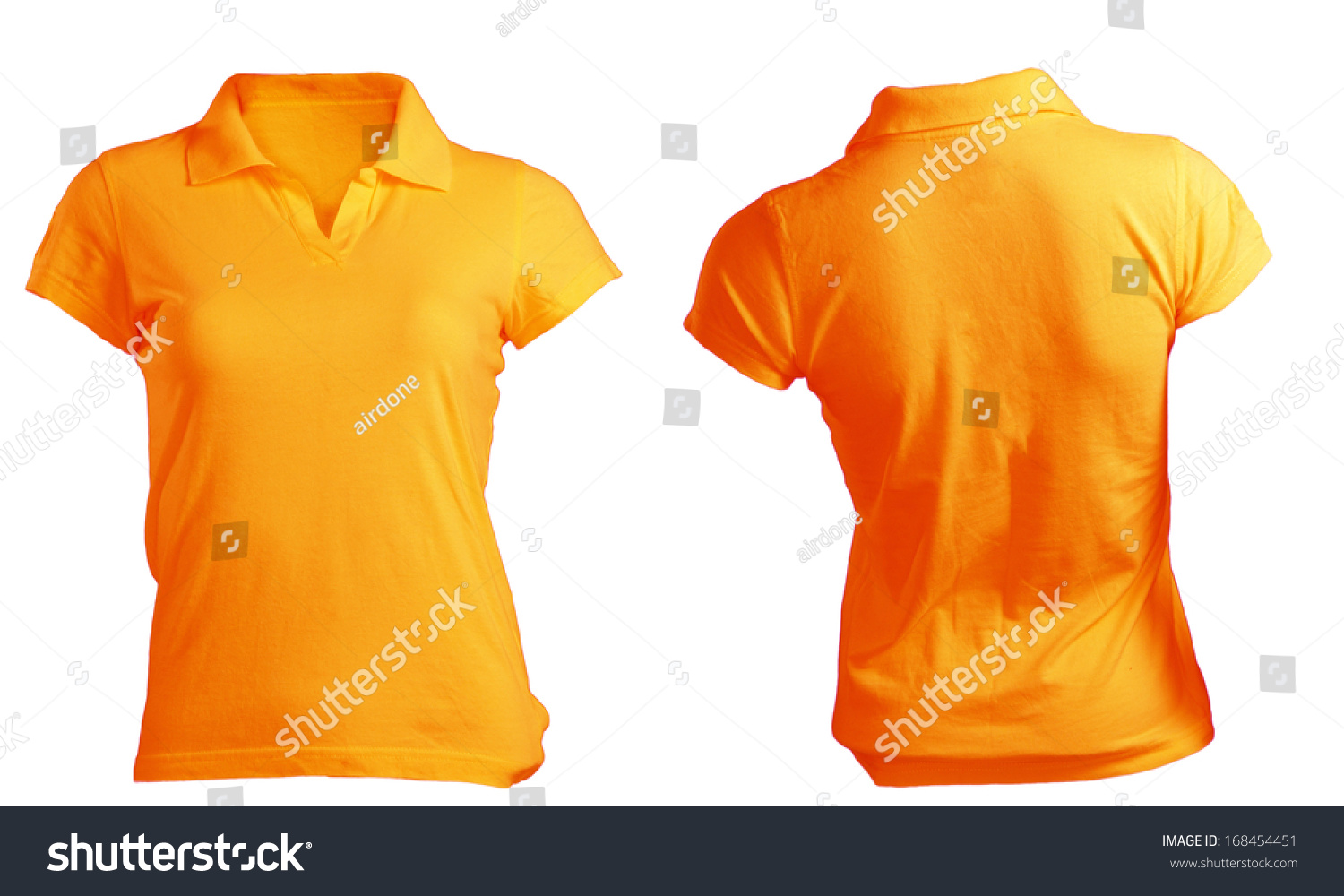 Women'S Blank Orange Polo Shirt, Front And Back Design Template Stock ...