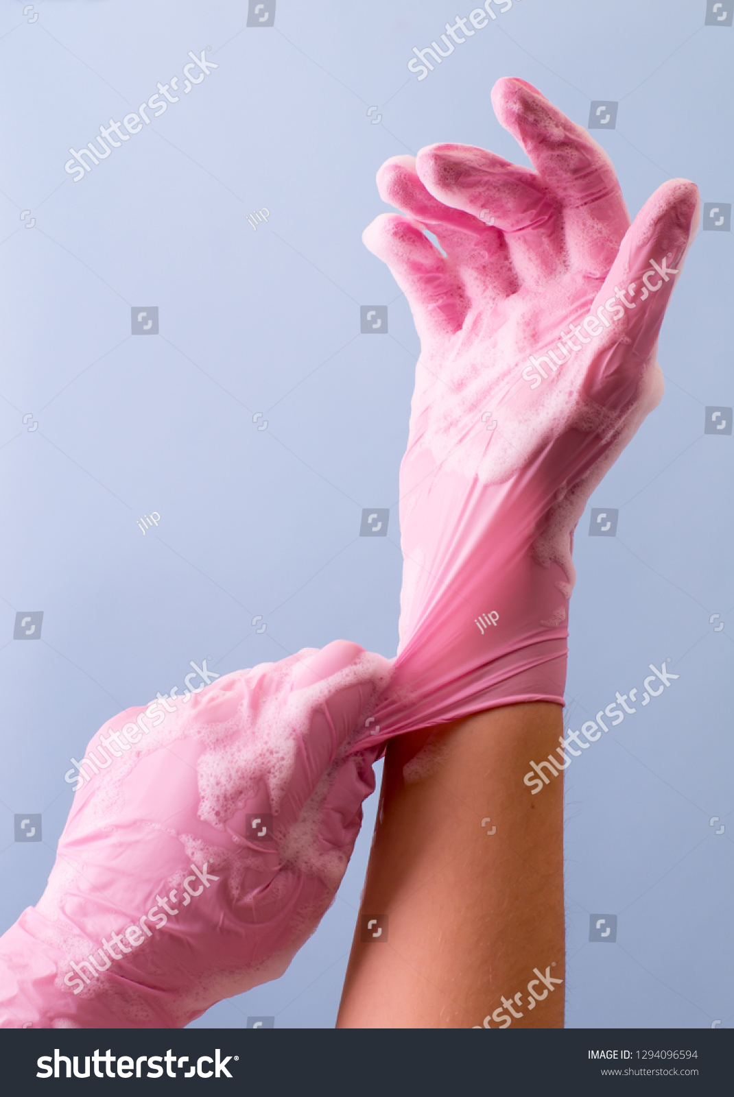 women in latex gloves