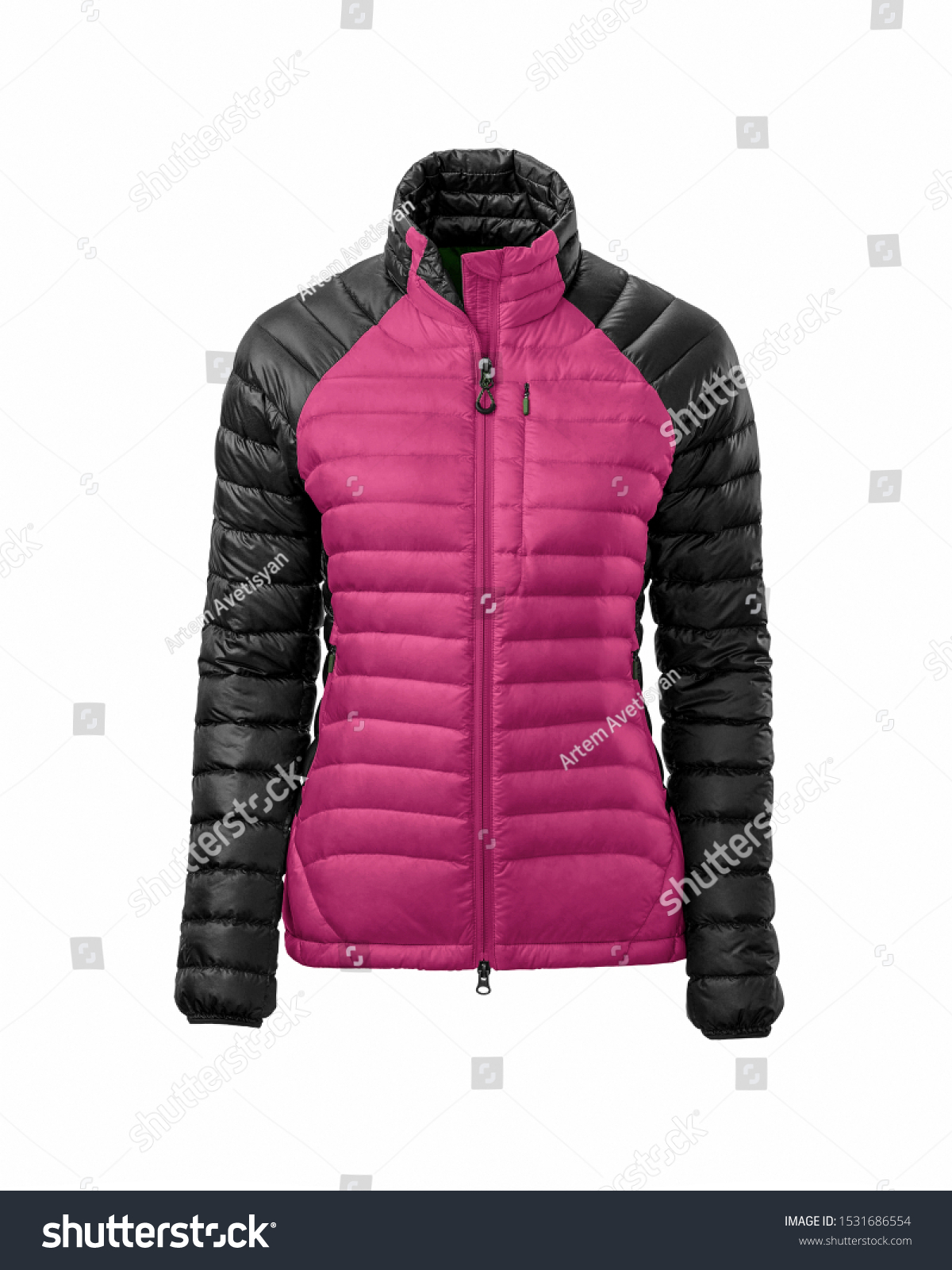 pink and black puffer jacket