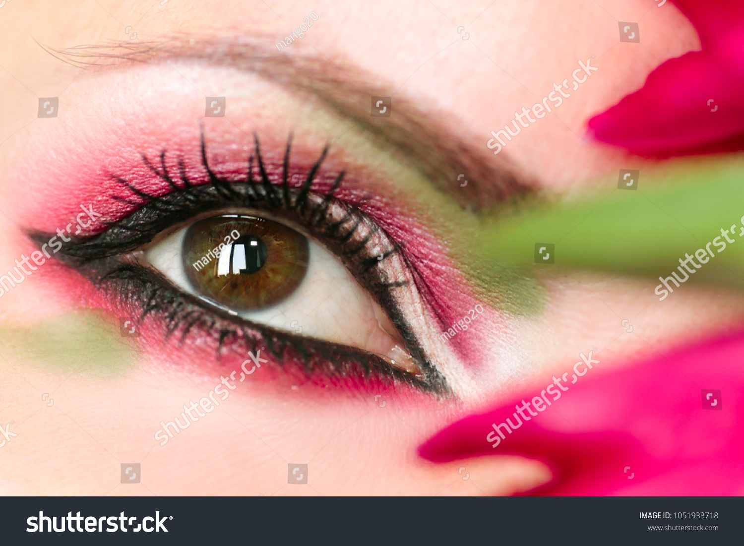 Womens Makeup Brown Green Eyes Red Stock Photo Edit Now 1051933718
