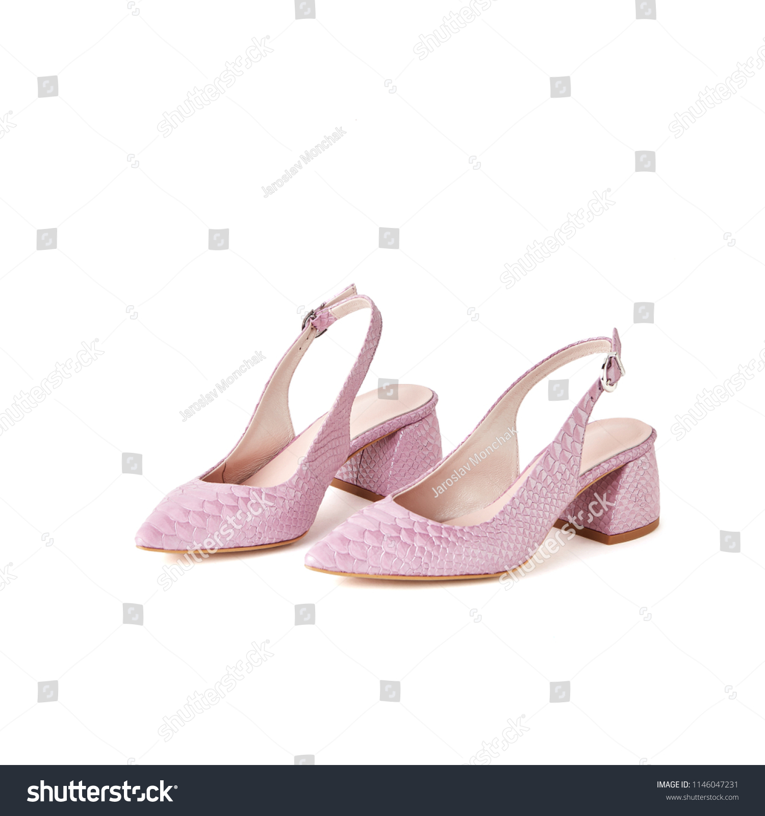 pink block heel slingbacks