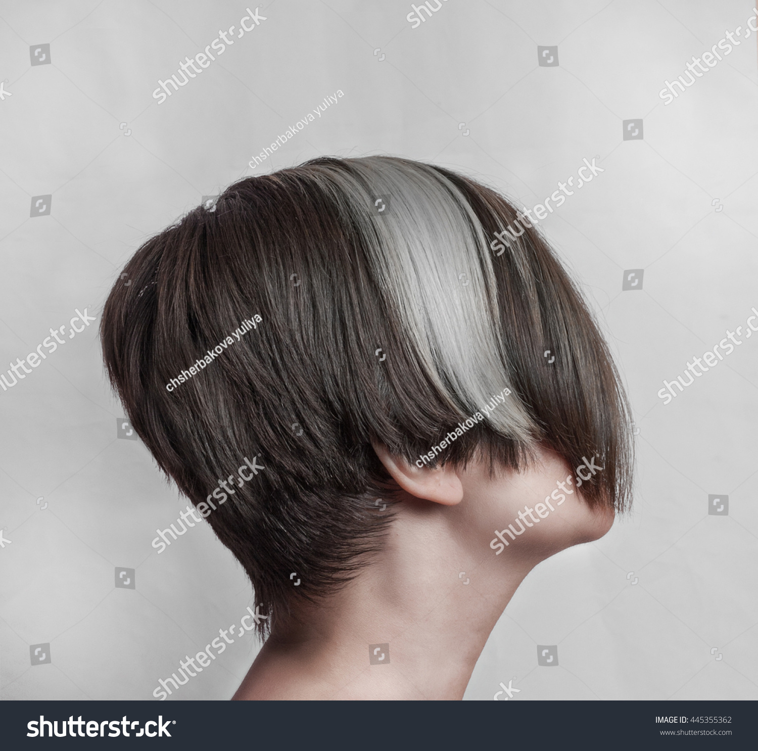 Womens Short Asymmetric Haircut Long Bangs Stock Photo Edit Now