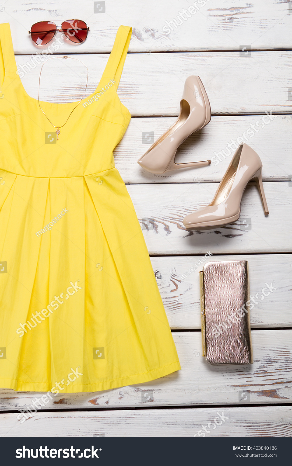 yellow dress black heels