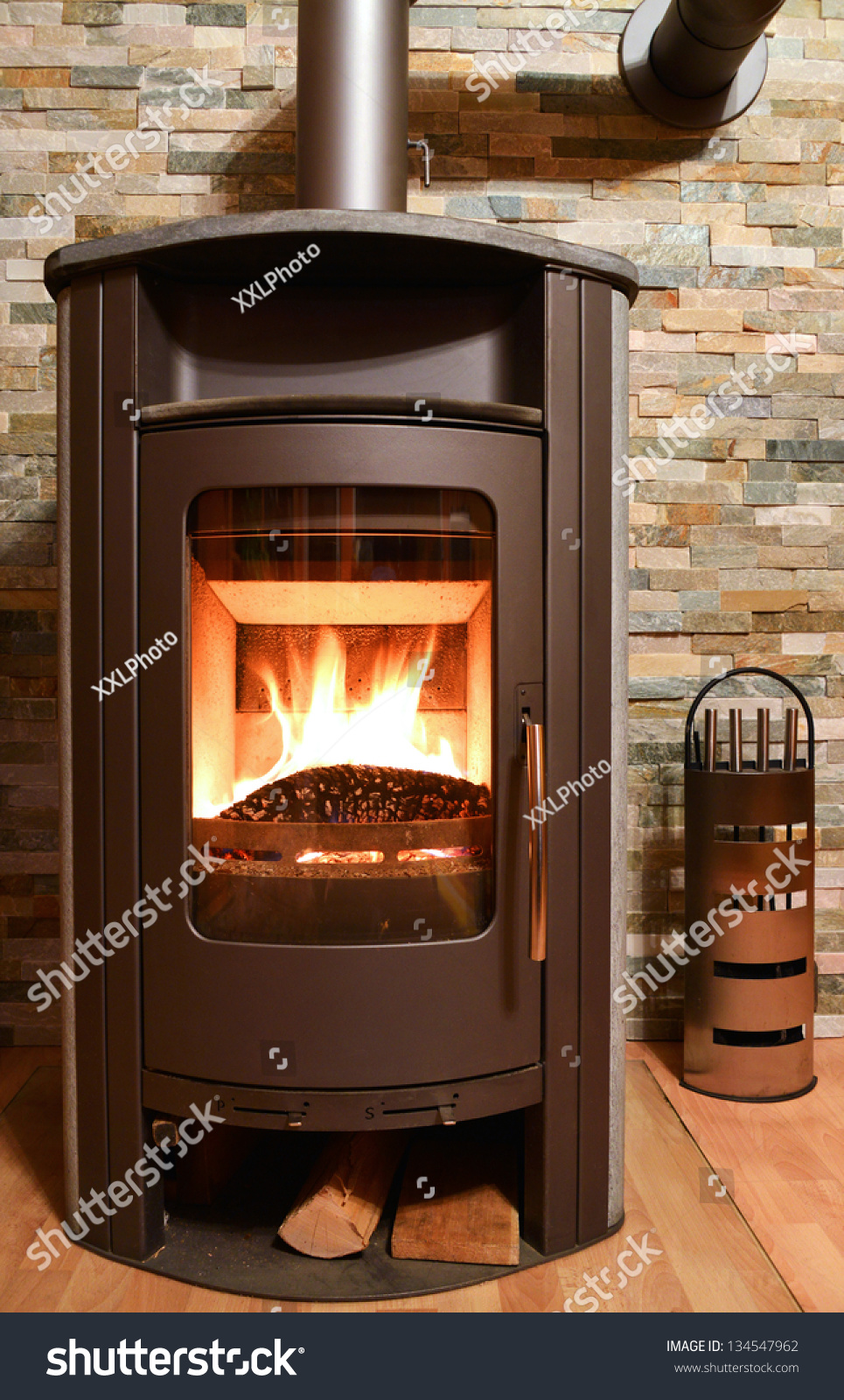 Wood Burning Stove Front Stonewall Stock Photo Edit Now 134547962