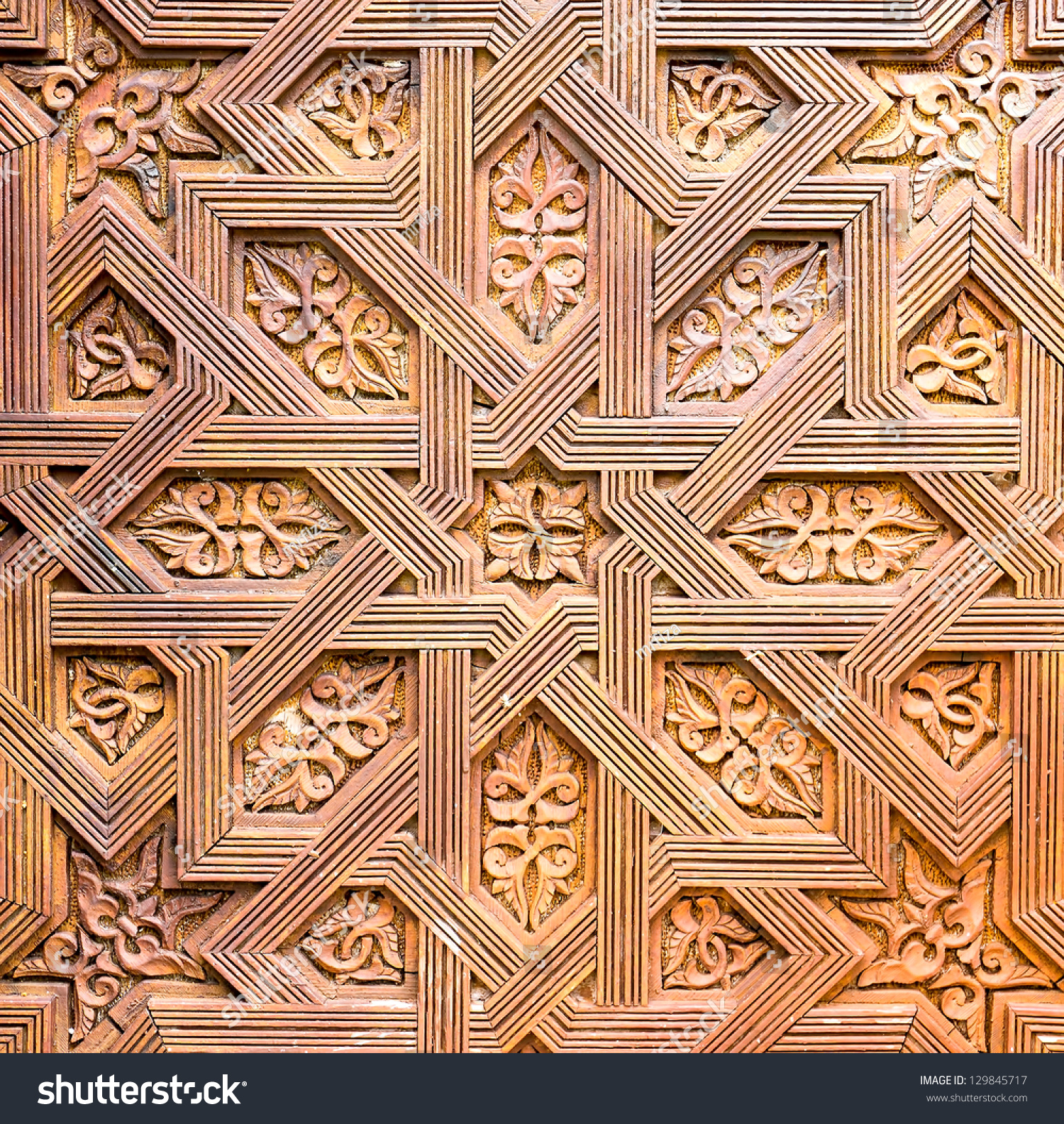 Wood Carving Geometry Pattern Stock Photo 129845717 ...