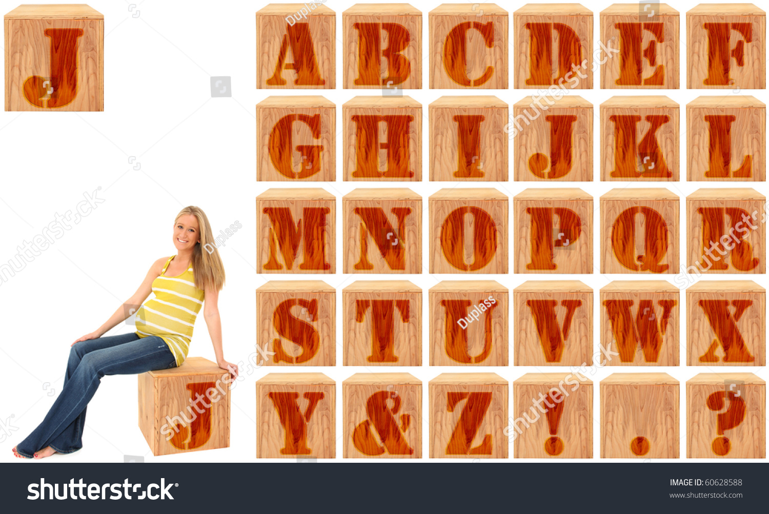 Wood Engraved Stained Alphabet Blocks Featuring Stock Photo Edit Now