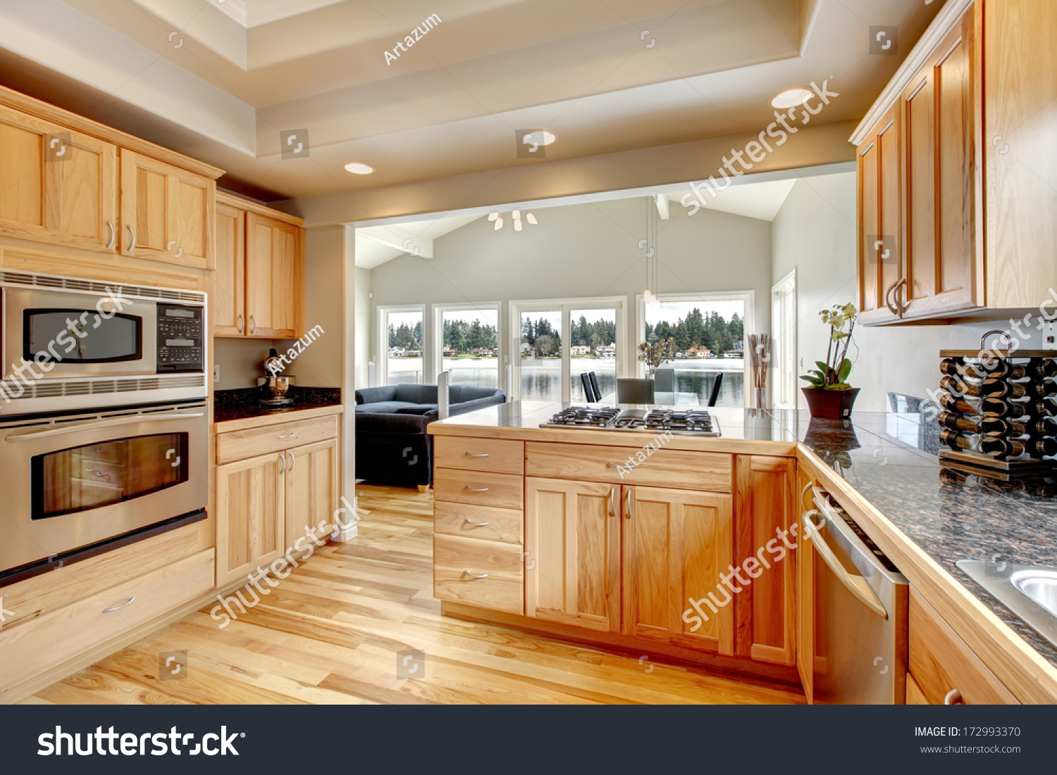 Wood Kitchen Light Color Cabinets Hardwood Stock Photo Edit Now